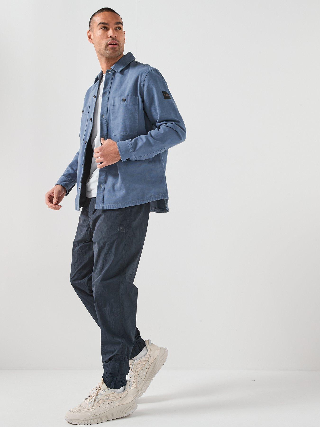 BOSS Oversize Fit Garment Dye Overshirt - Blue | Very