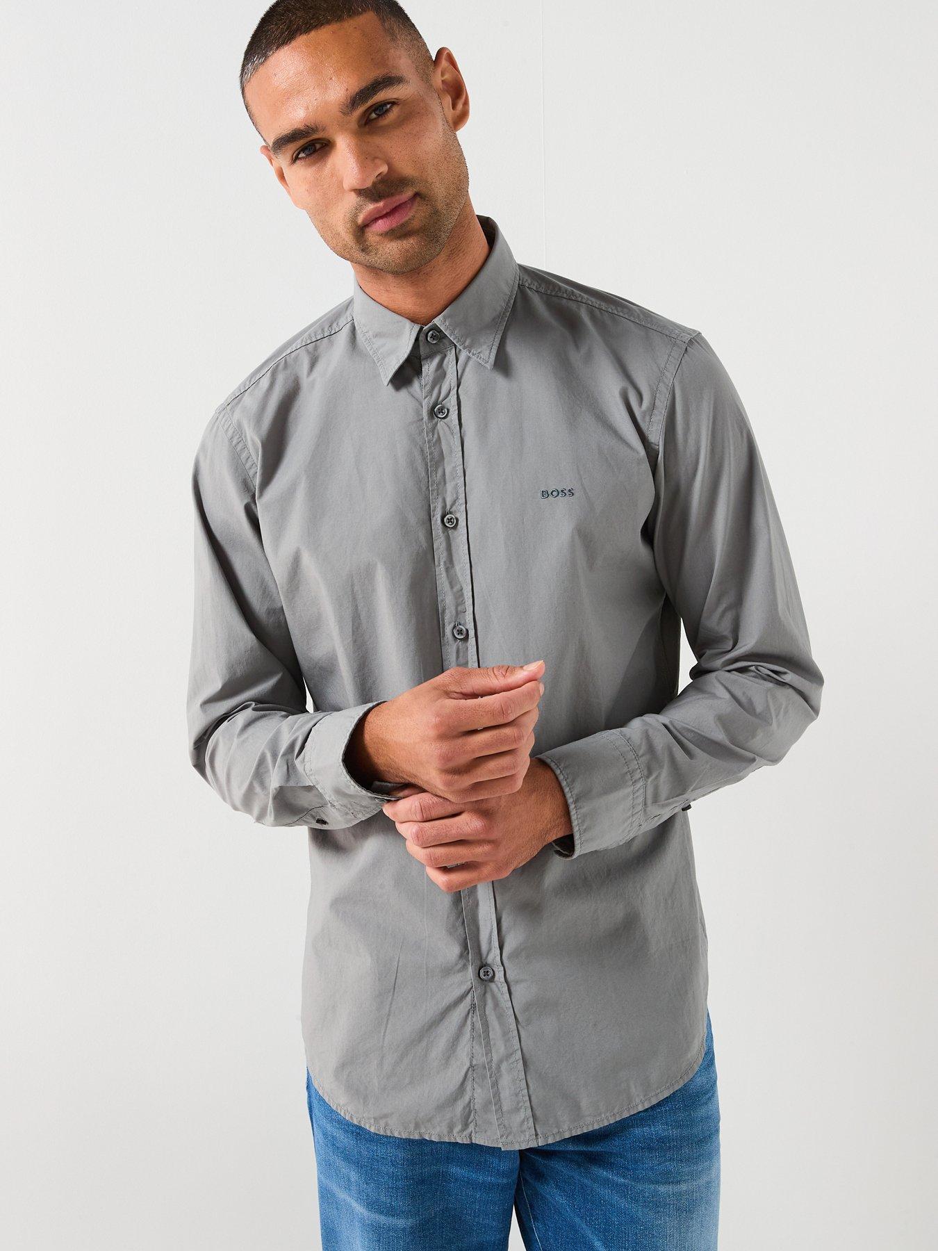 BOSS Relegant 6 M Logo Poplin Shirt - Light Grey