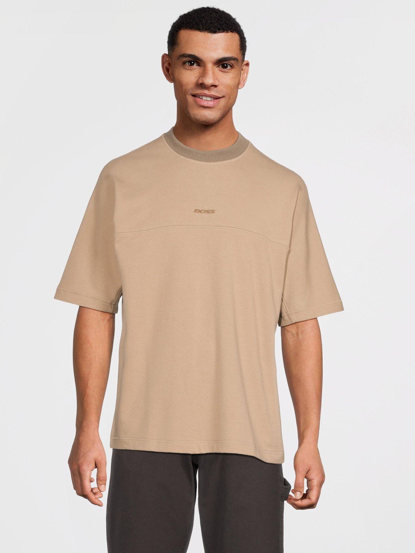 BOSS Heavy Jersey Centre Logo T-Shirt - Dark Beige