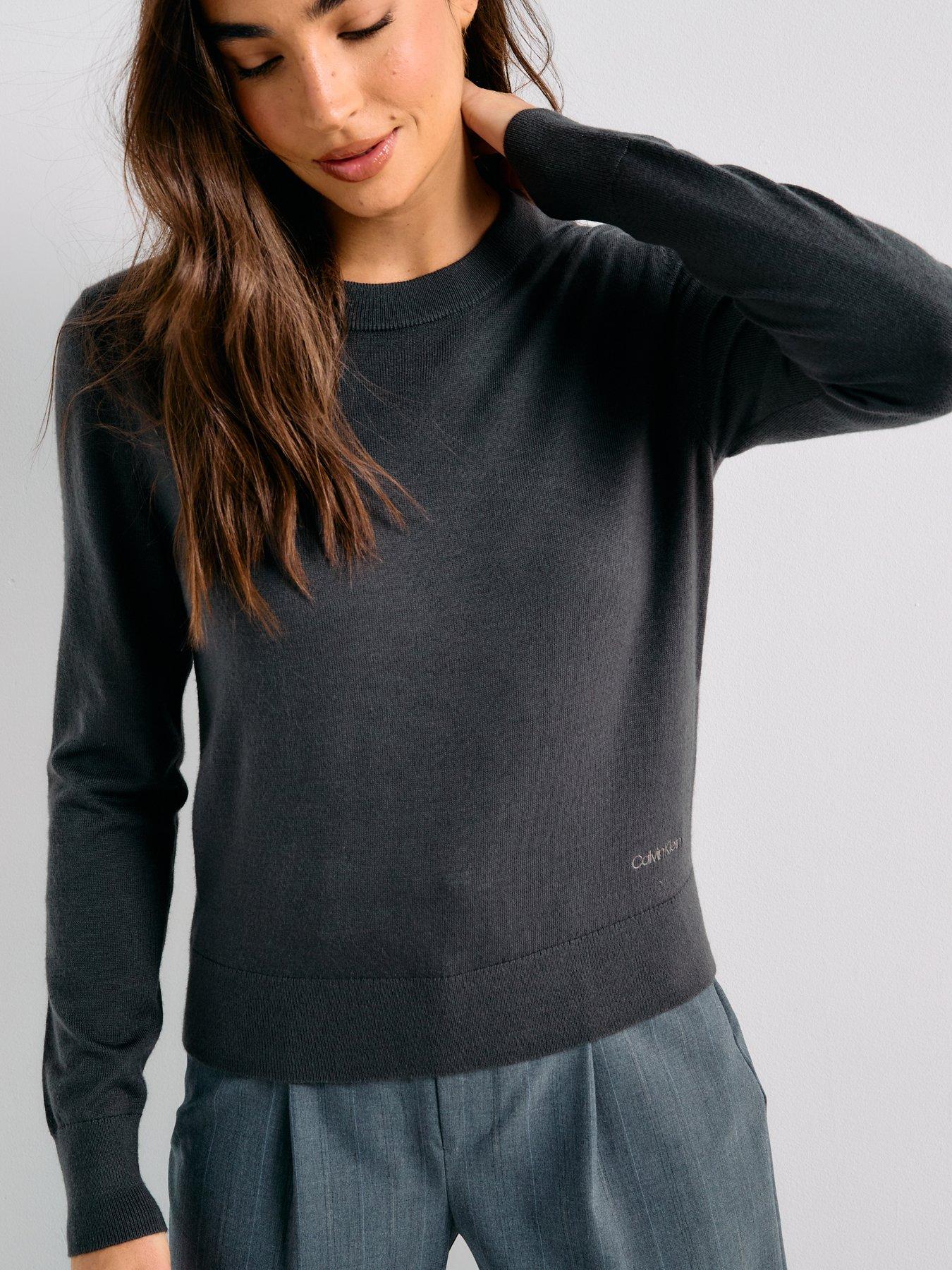 Calvin Klein Long Sleeve Merino Wool Sweater - Black
