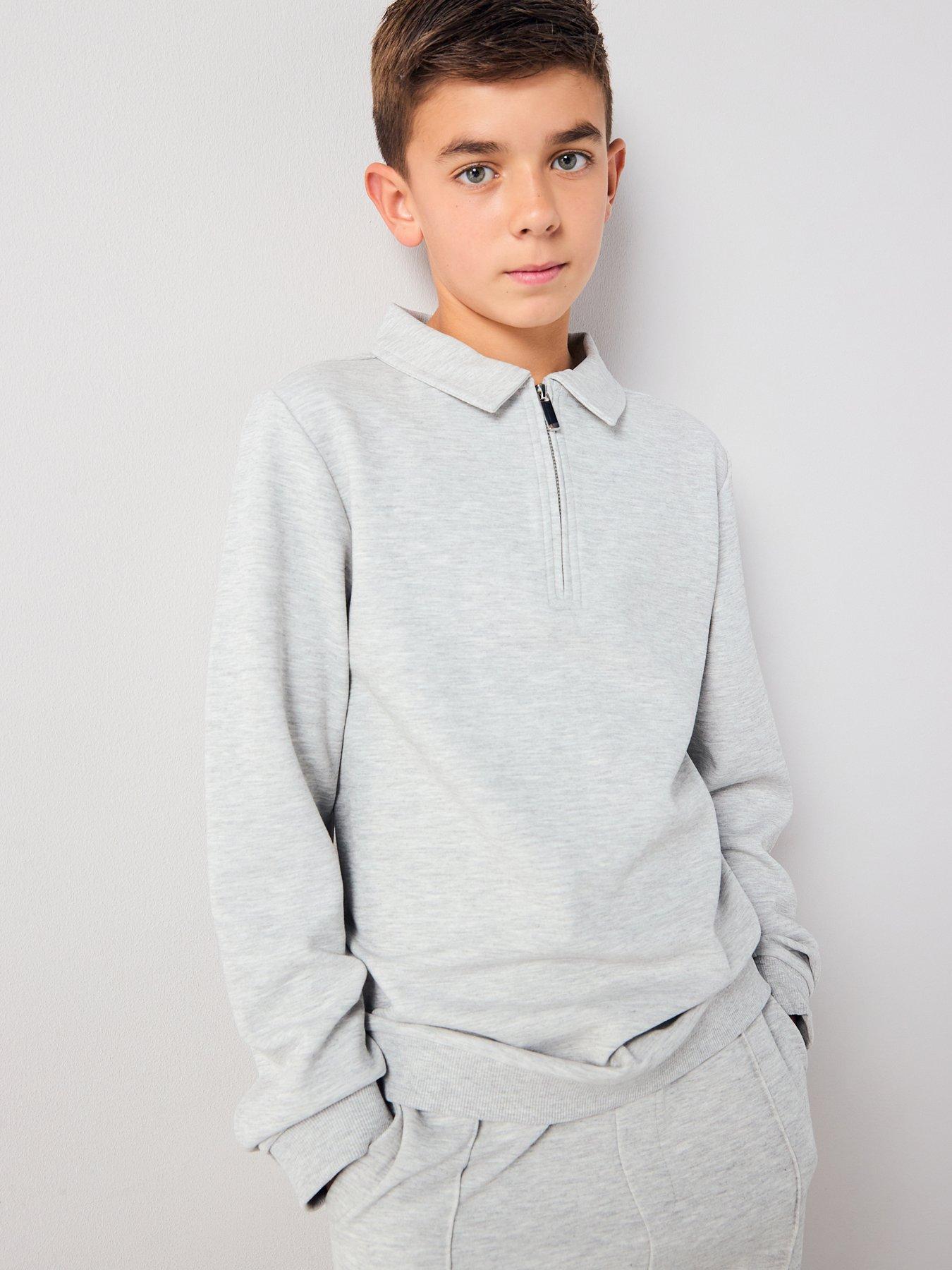 Image 1 of 5 of V by Very Boys Heavy Weight Half A Zip Sweatshirt - Grey