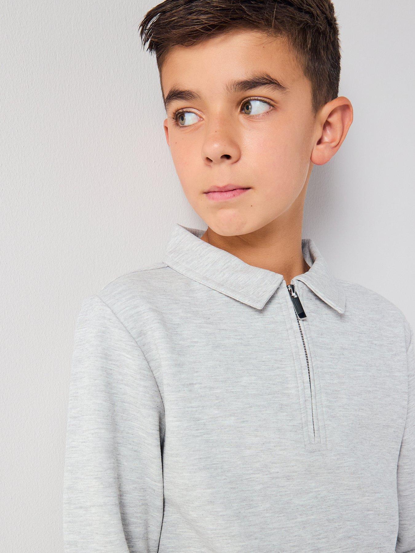 Image 4 of 5 of V by Very Boys Heavy Weight Half A Zip Sweatshirt - Grey