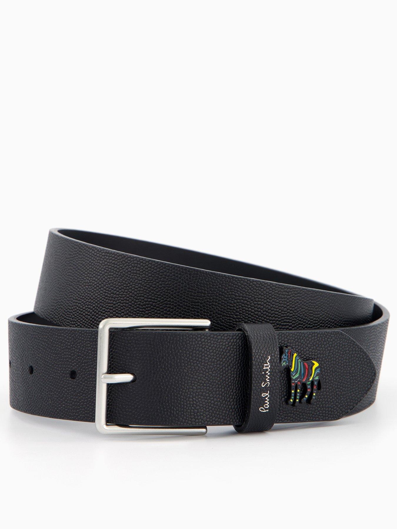 PS PAUL SMITH Zebra Badge Leather Belt - Black