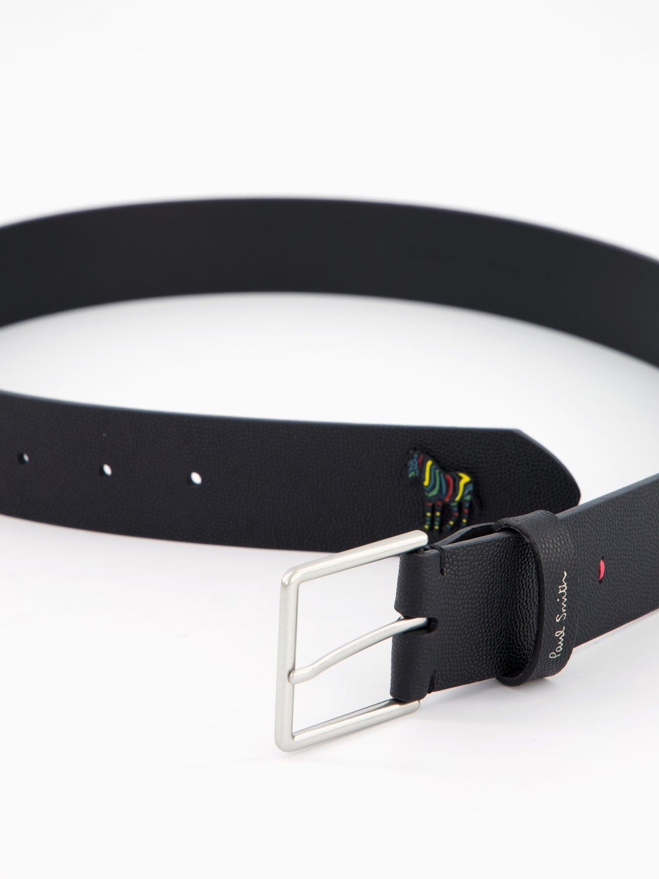 Image 2 of 2 of PS PAUL SMITH Zebra Badge Leather Belt - Black