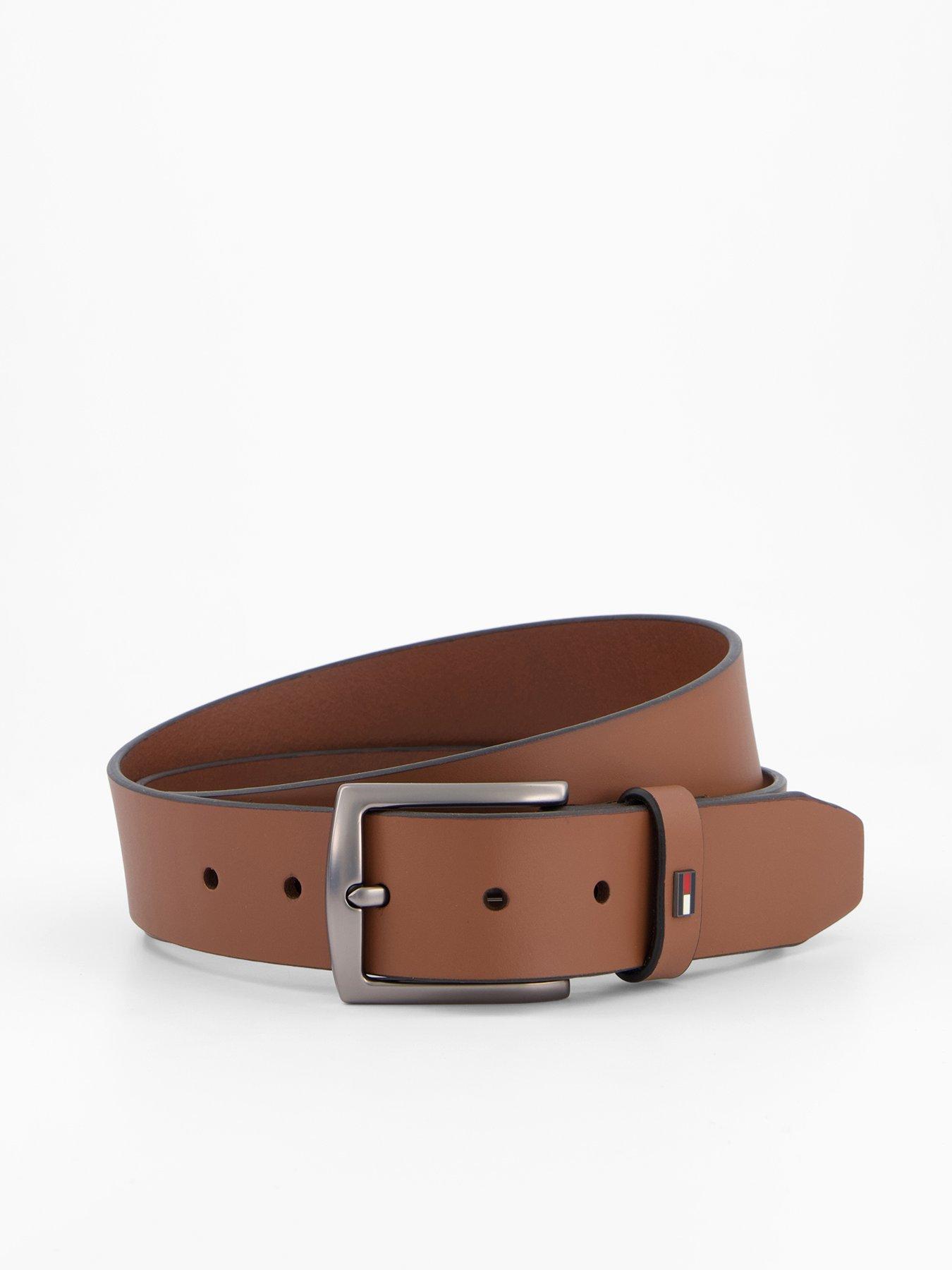 Tommy Hilfiger Denton Flag Keeper Leather Belt - Brown