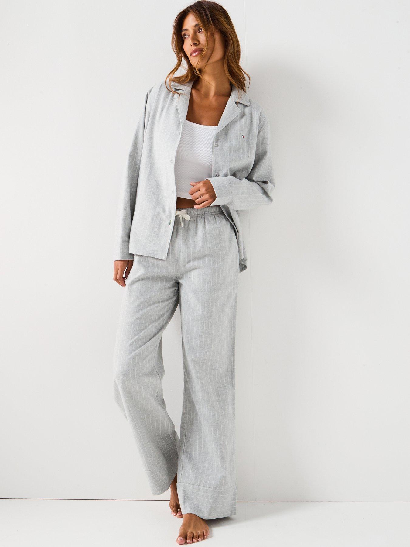 Image 1 of 5 of Tommy Hilfiger Flannel Shirt Pyjama Set - Grey