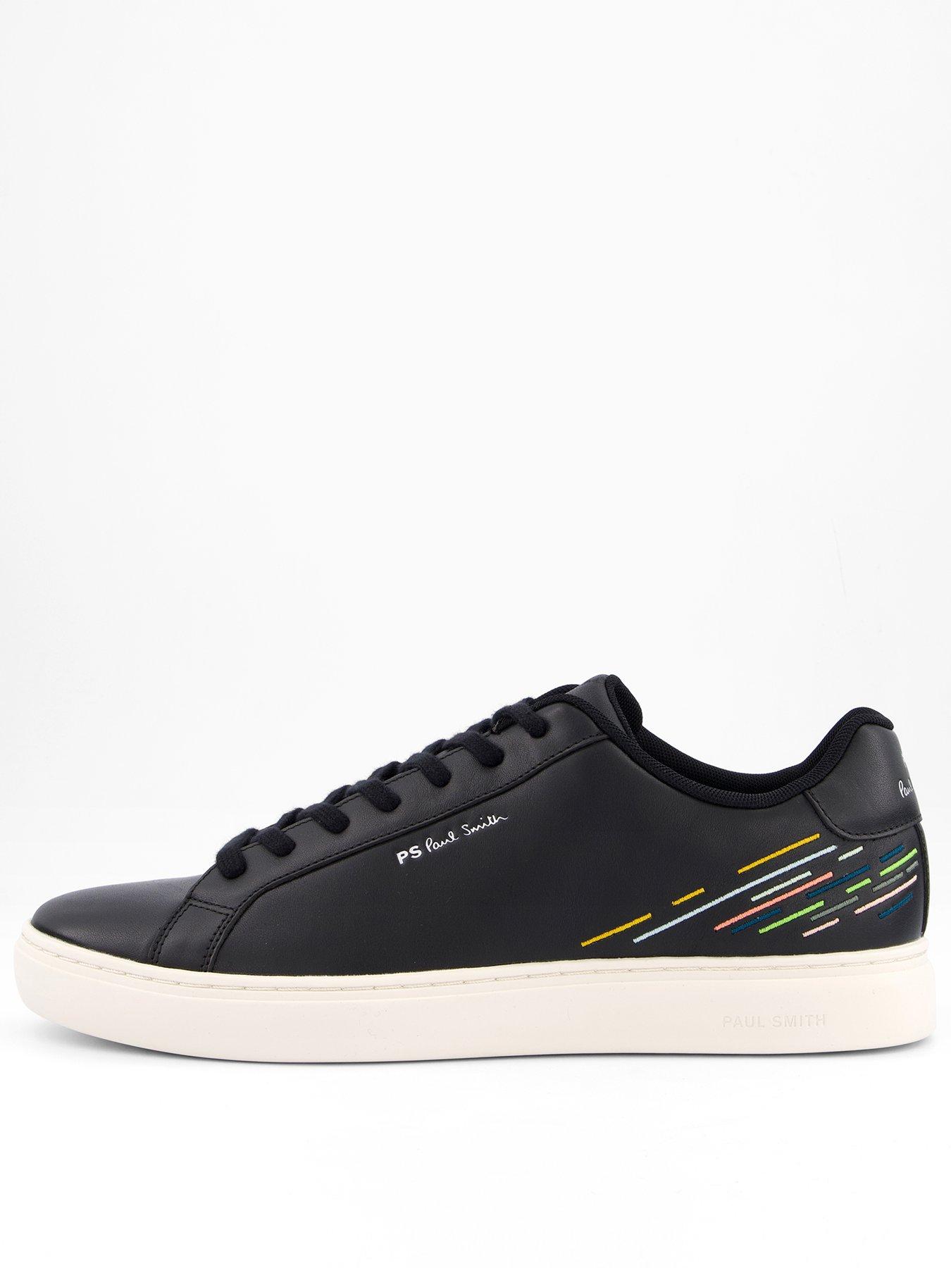 PS PAUL SMITH Rec Embroidered Stripe Leather Sneaker - Black