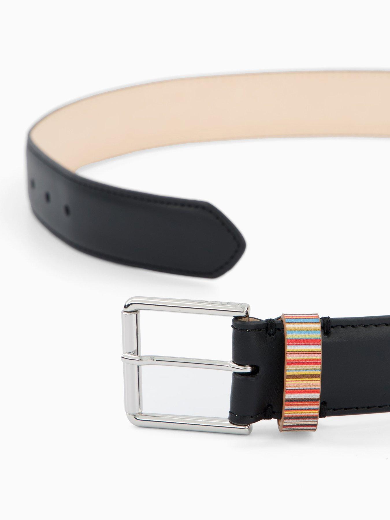 PS PAUL SMITH Stripe Keeper Leather Belt - Black | Very display picture 1