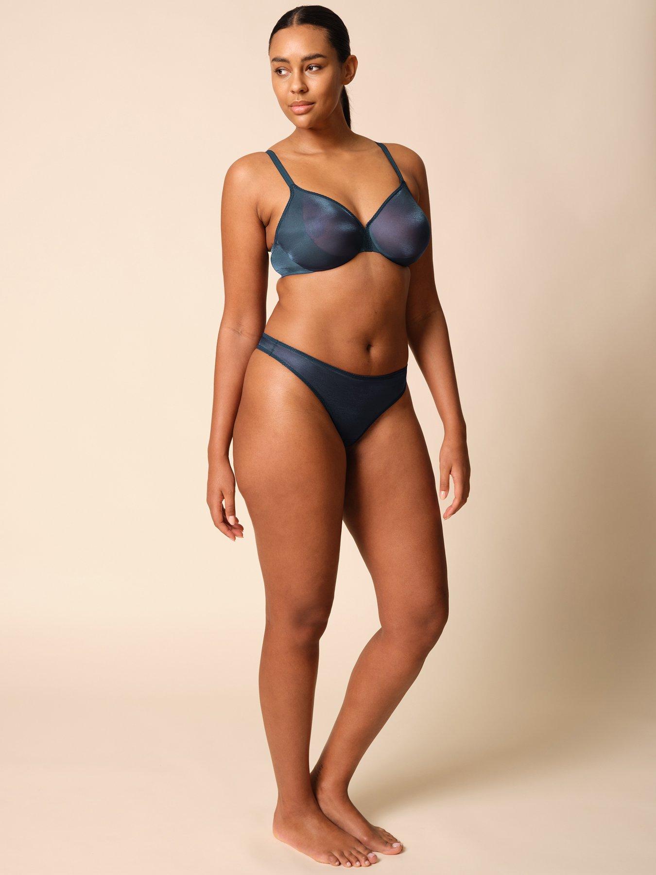 Image 4 of 5 of Gossard Gossard Glossies Thong - Shadow Blue