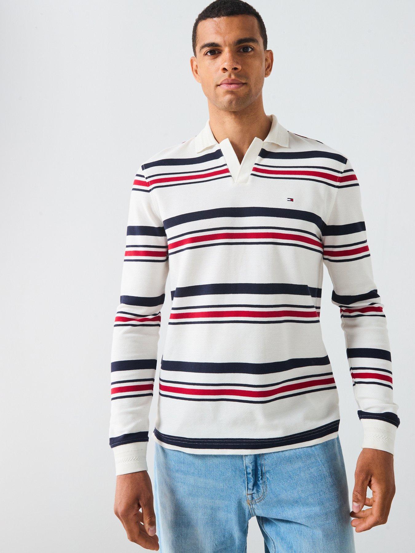 Tommy Hilfiger Long Sleeve Jonny Collar Structure Polo Shirt - Off White