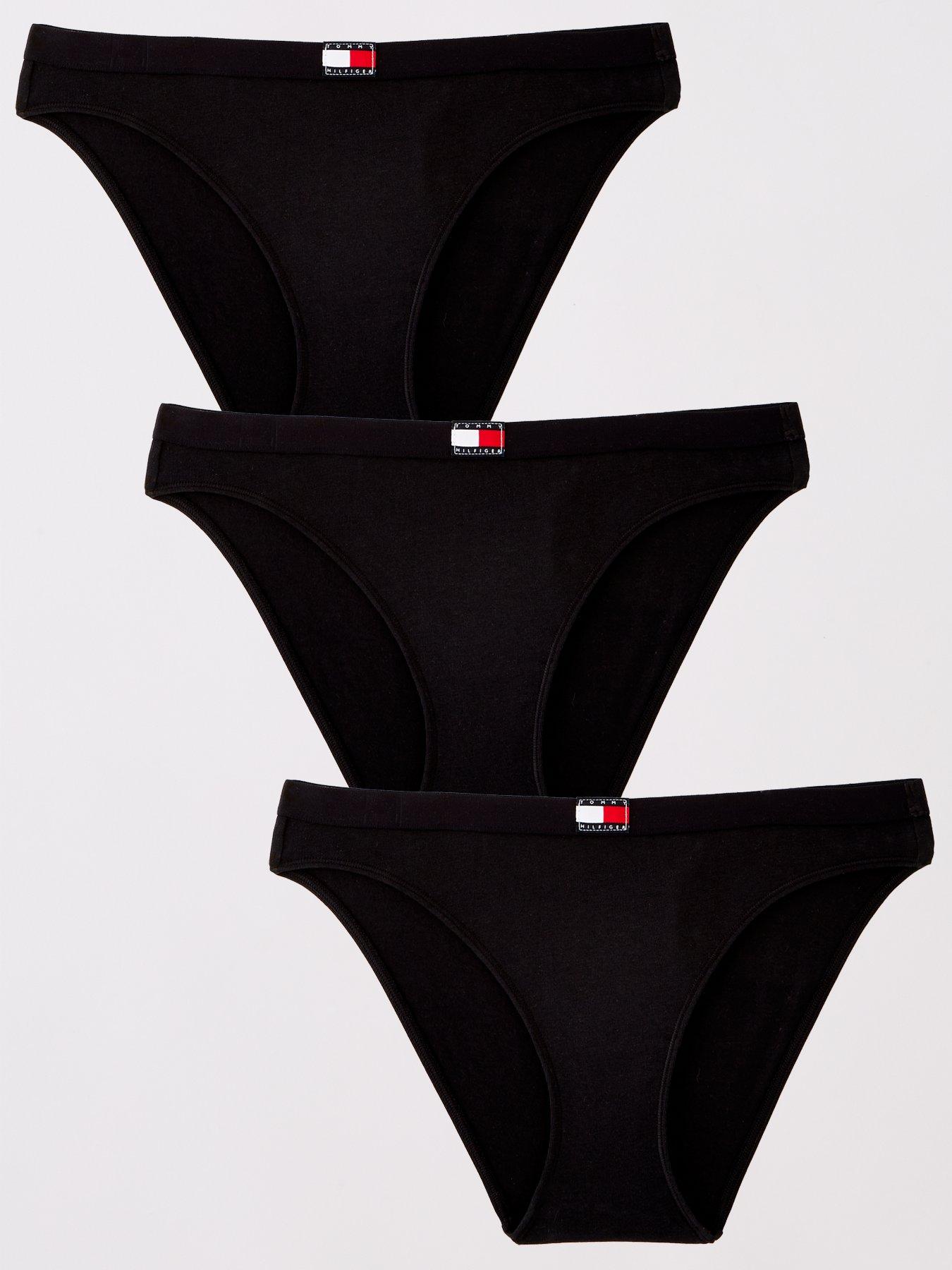 Tommy Hilfiger 3 Pack Knickers, Black, Size L, Women