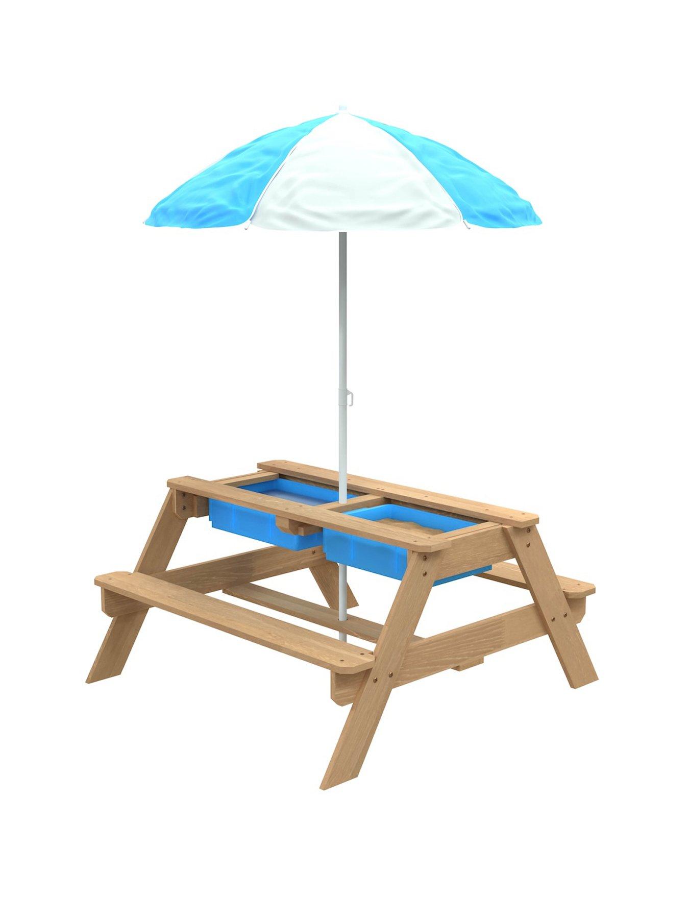 undefined WOODEN PICNIC TABLE WITH PARASOL