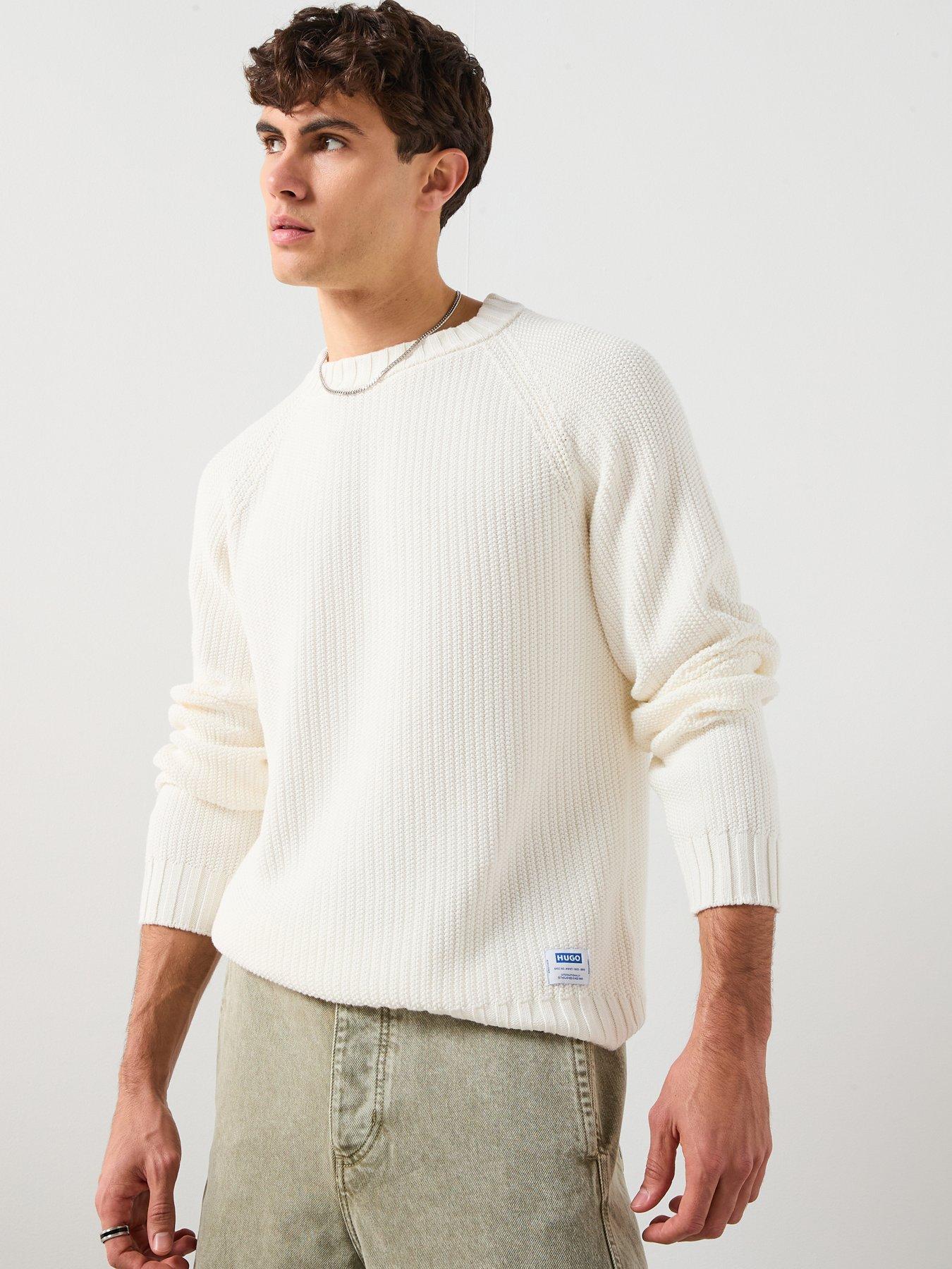 HUGO Sonnee Relaxed Fit Knitted Jumper - White