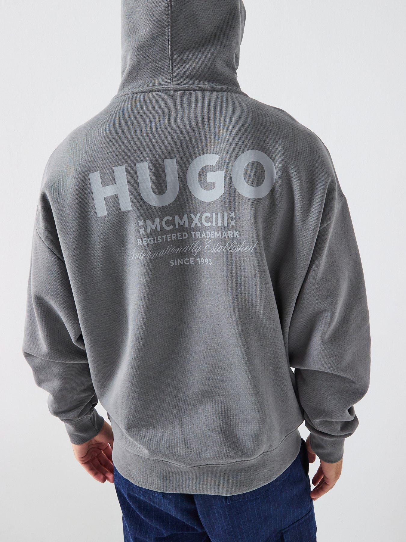 HUGO Nazardo Loose Fit Overhead Hoodie - Grey