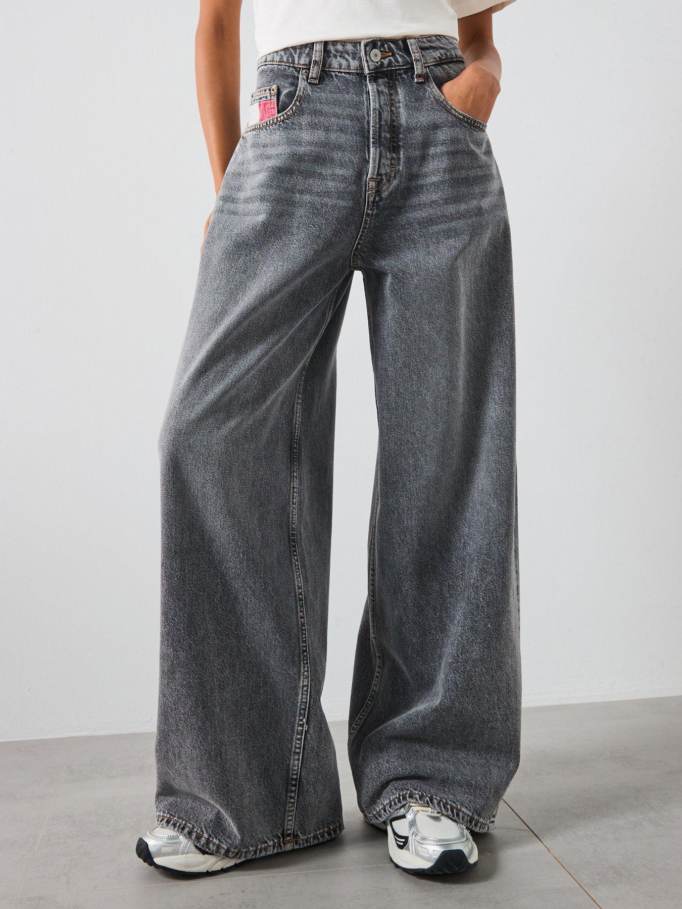 Tommy Jeans Loose Wide Leg Jean, Black, Size 30, Inside Leg 32, Women