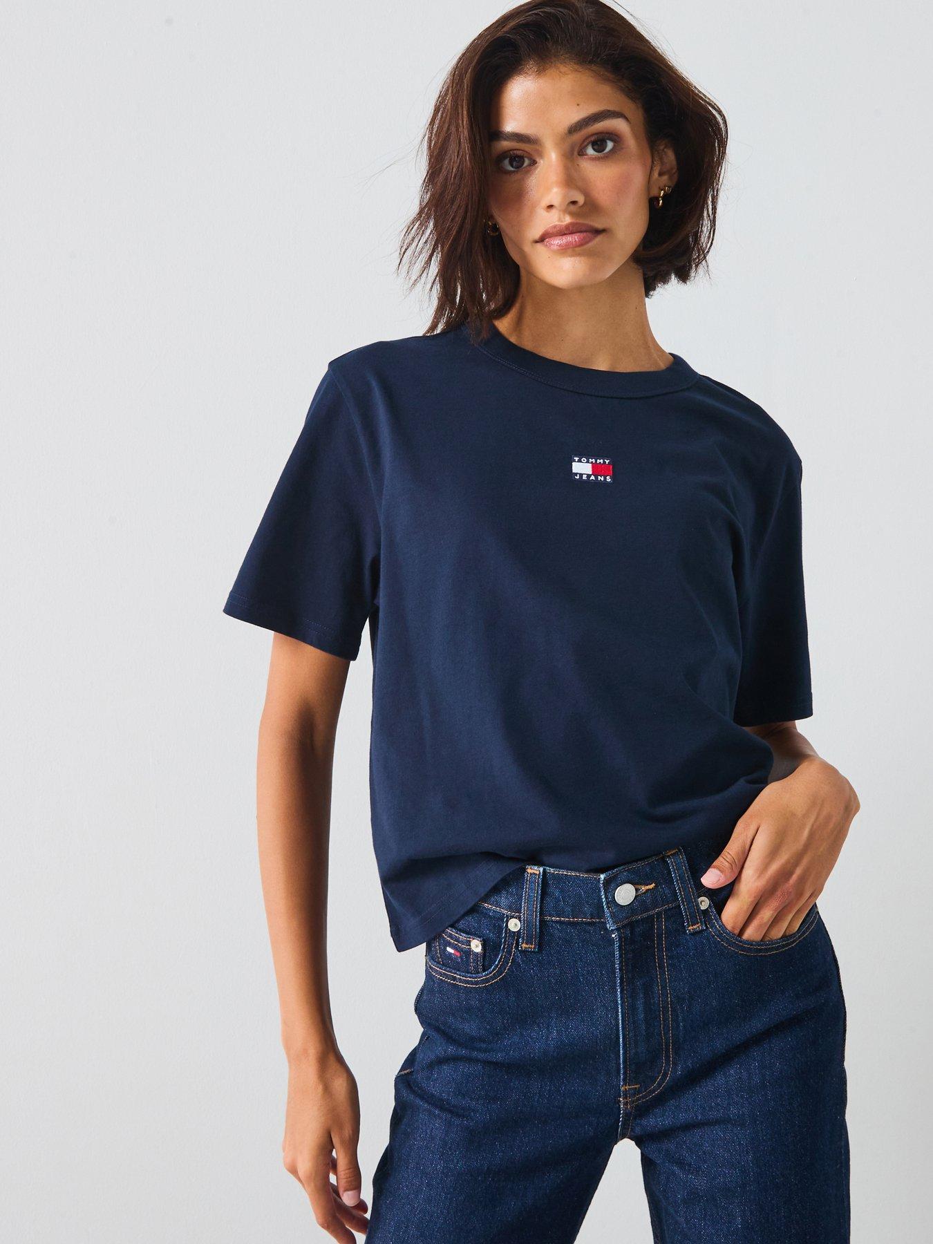 Tommy Jeans Logo T-Shirt, Blue, Size Xl, Women