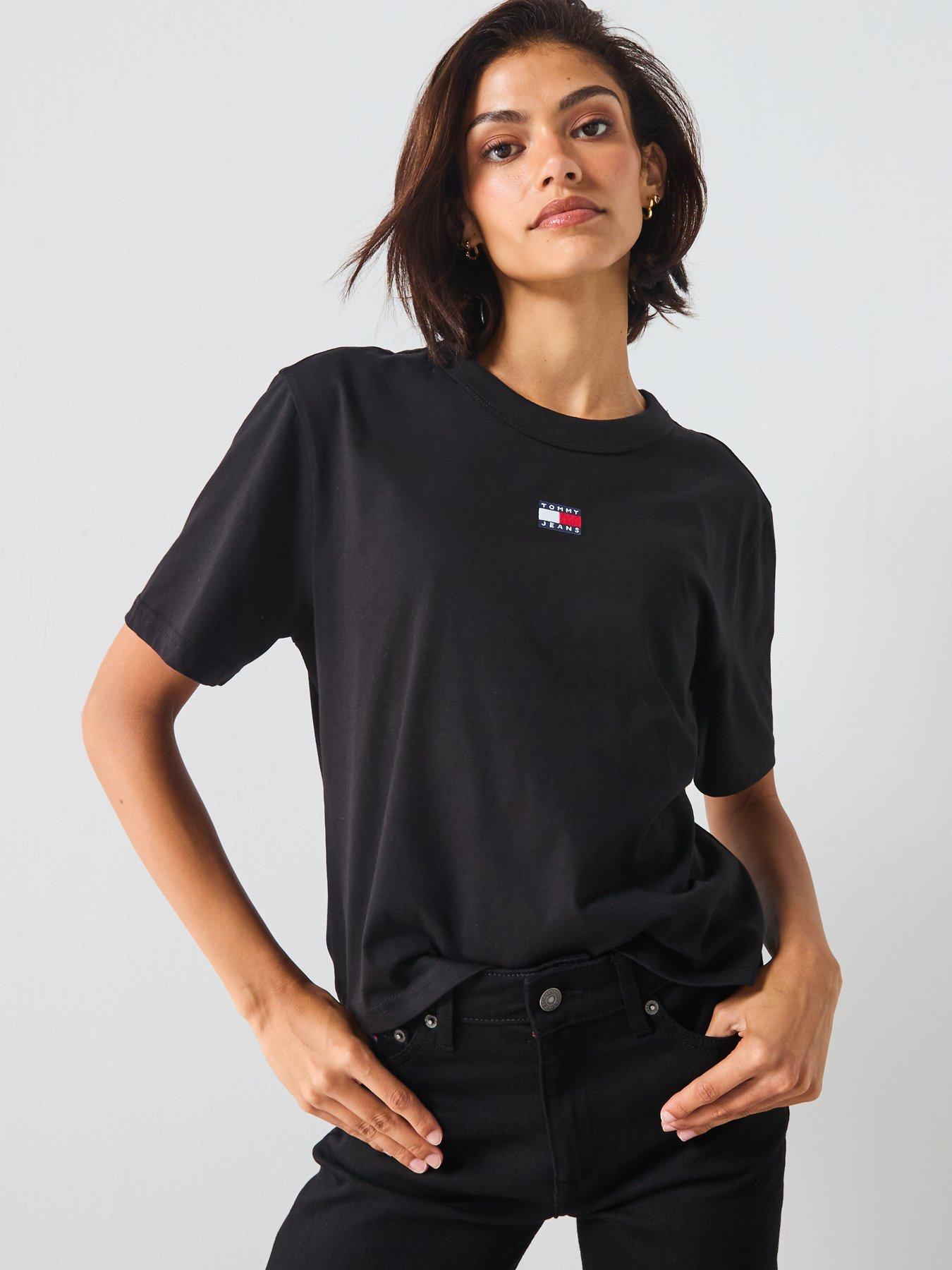 Tommy Jeans Logo T-shirt, Black, Size S, Women