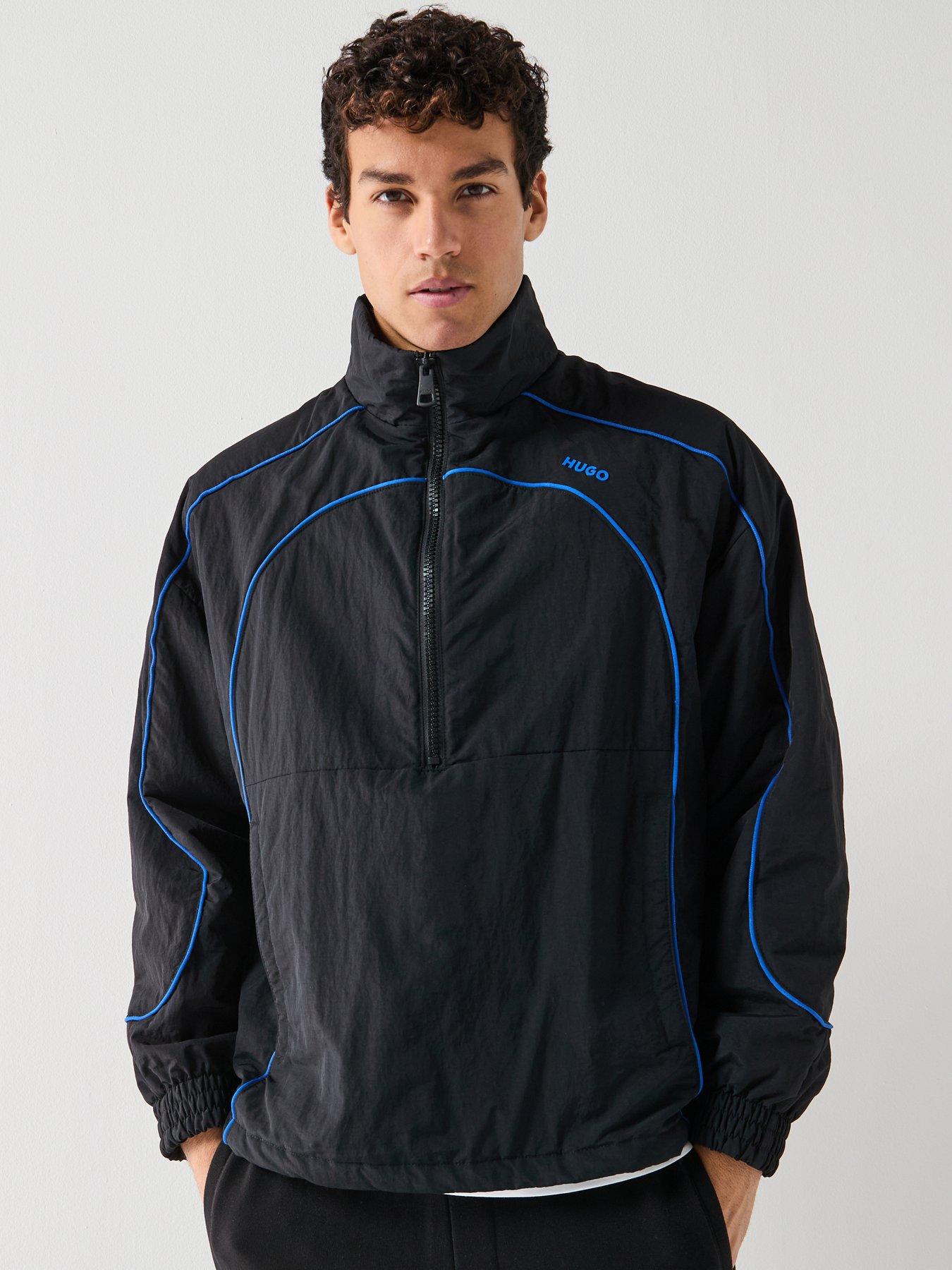 HUGO Bexly2541 Relaxed Fit Outerwear Half Zip Jacket - Black