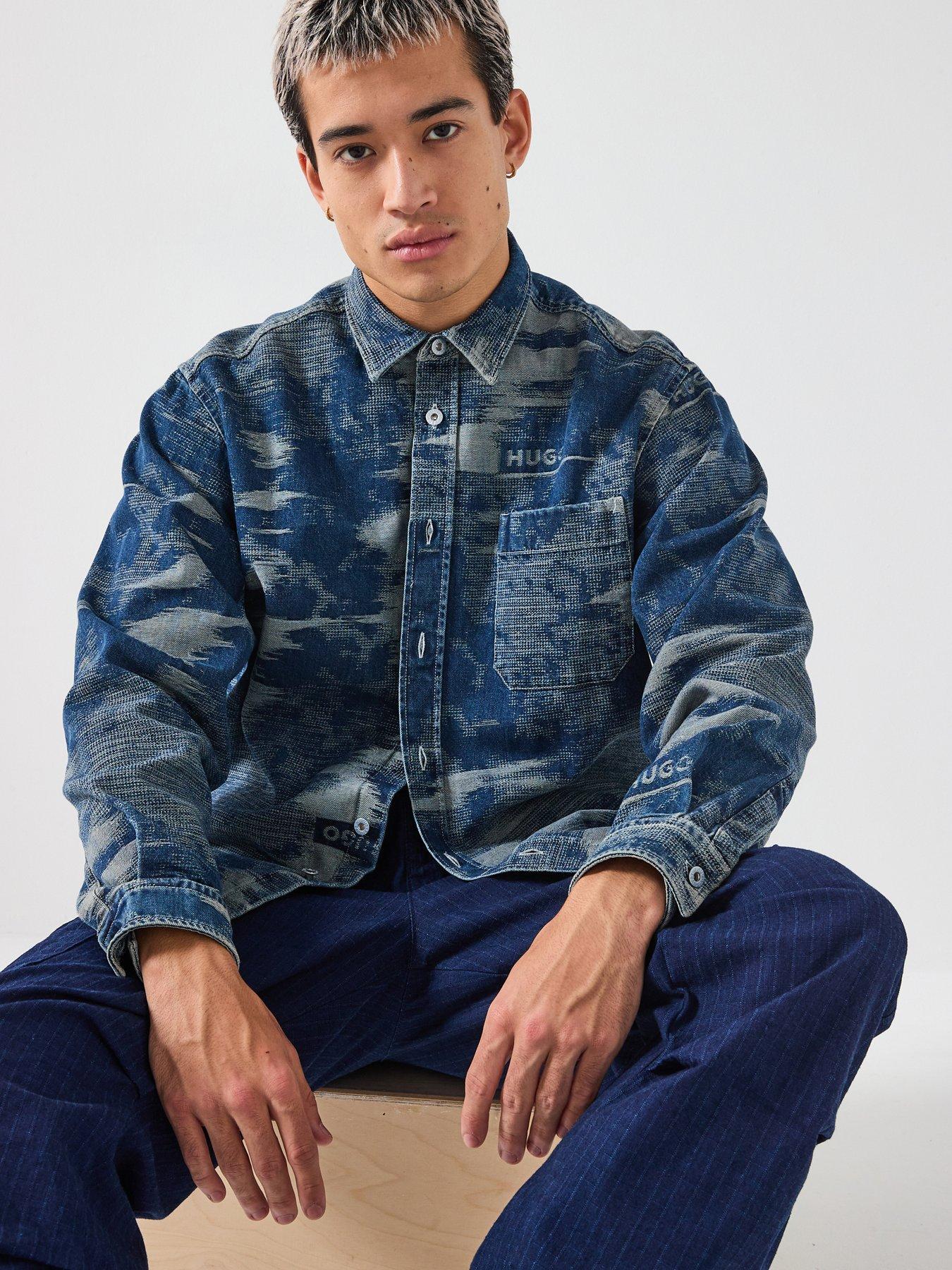 undefined Hugo Ebalto Oversized Fit Shirt - Dark Wash