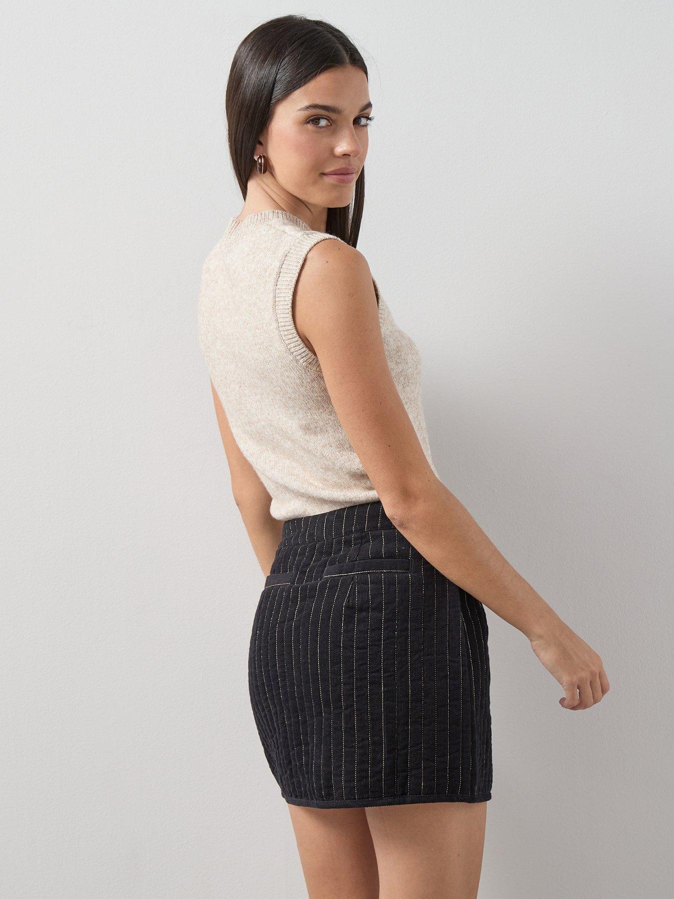The Very Collection Cord Pinstripe Mini Skirt Co-Ord - Black | Very