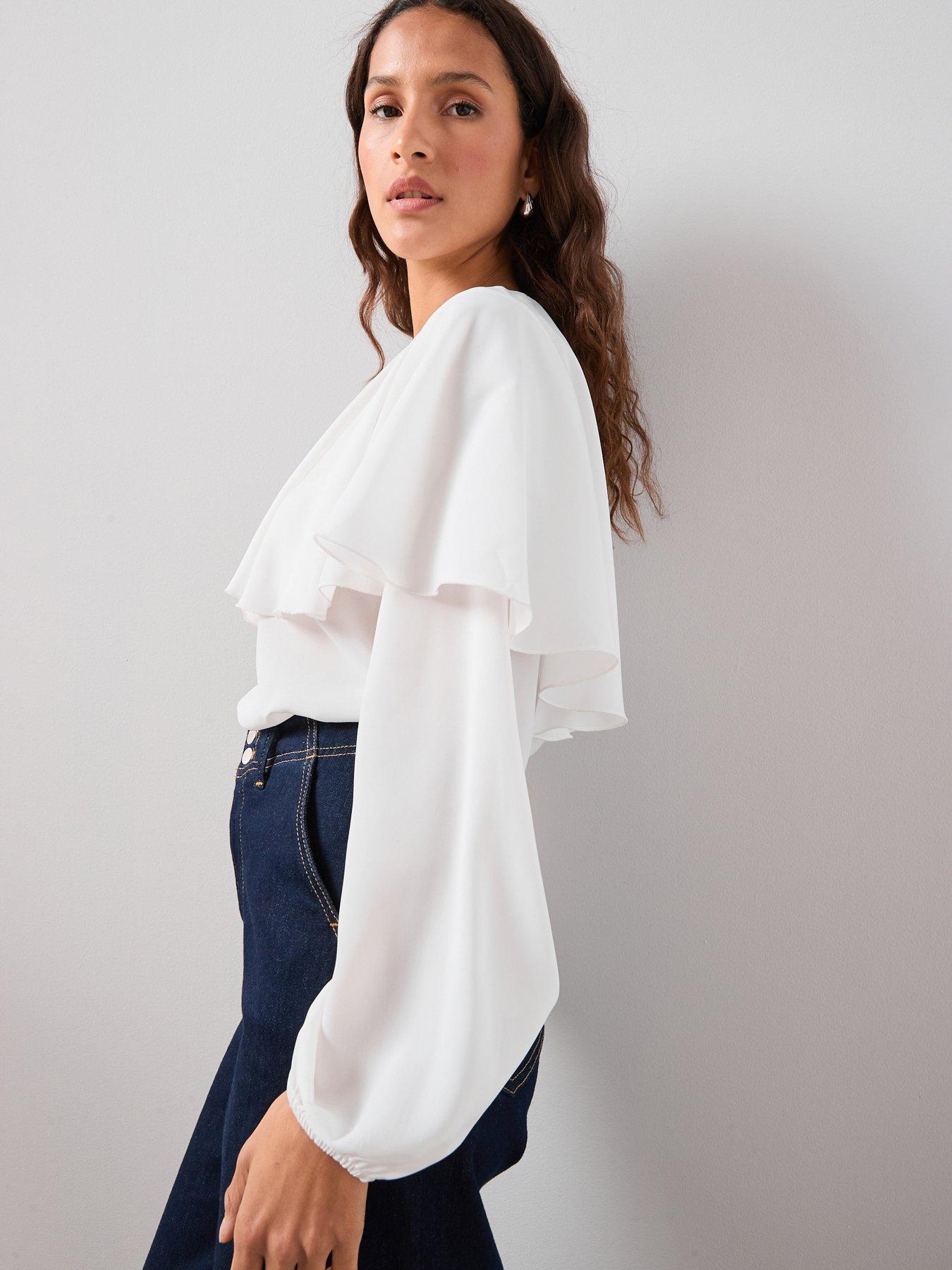 V by Very Cape Detail Blouse - Cream