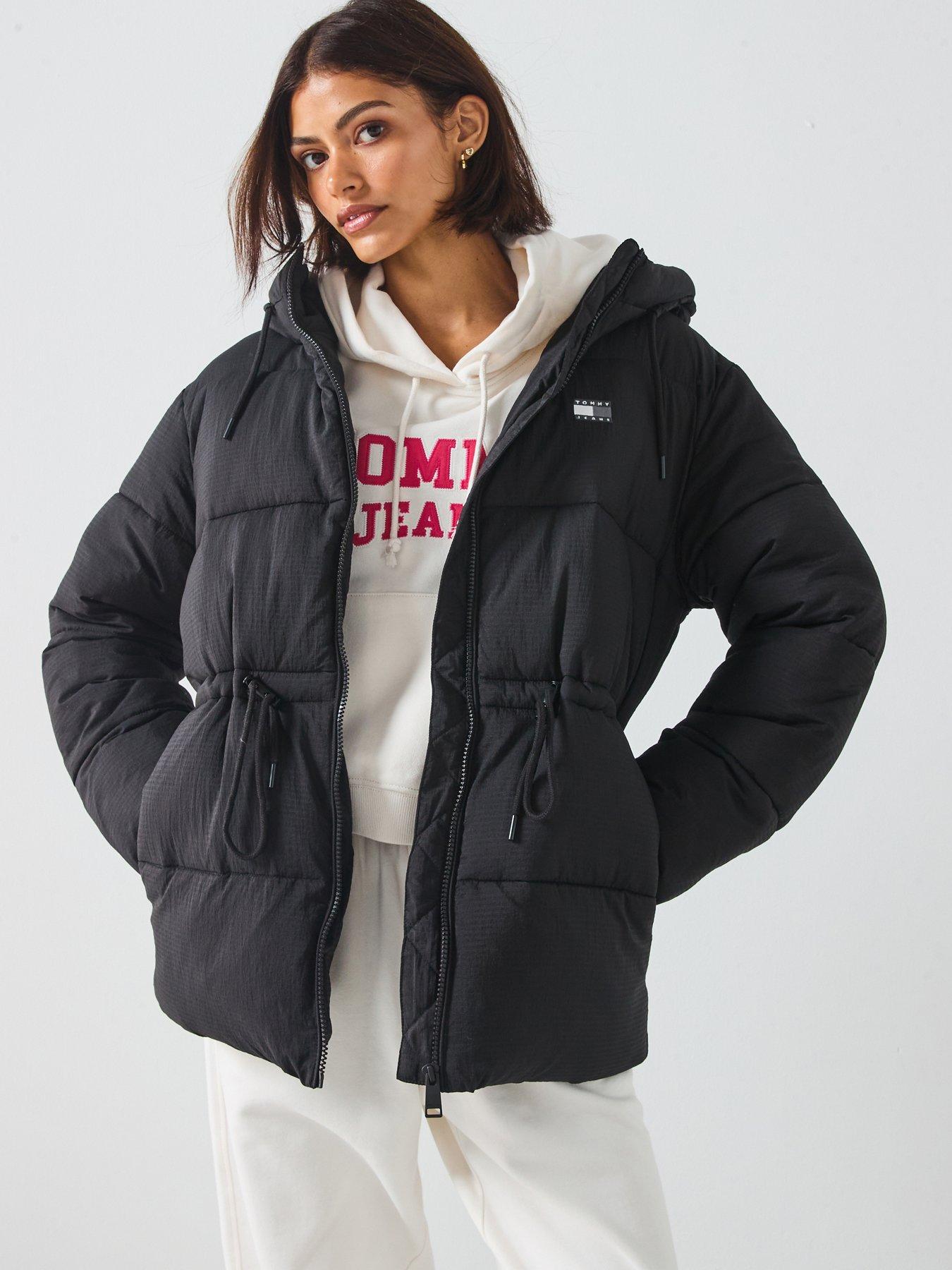 Tommy Jeans Hooded Midi Puffer Jacket - Black