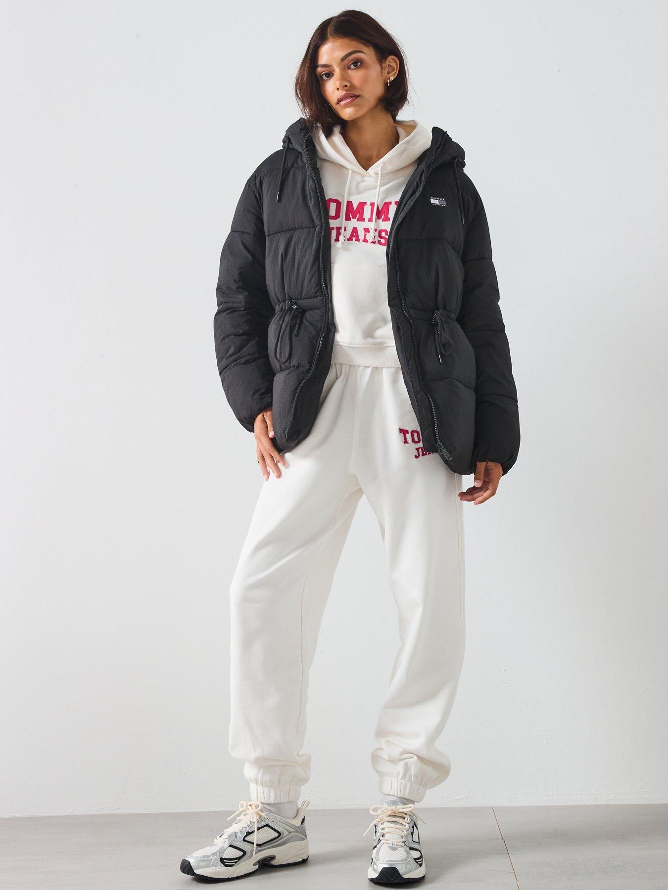 Image 3 of 6 of Tommy Jeans Hooded Midi Puffer Jacket - Black