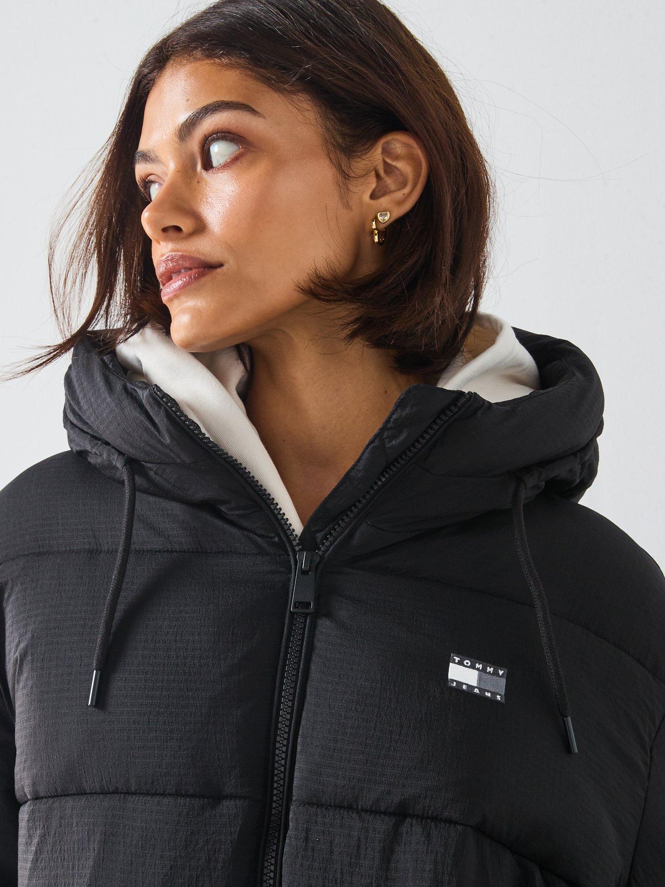Image 5 of 6 of Tommy Jeans Hooded Midi Puffer Jacket - Black