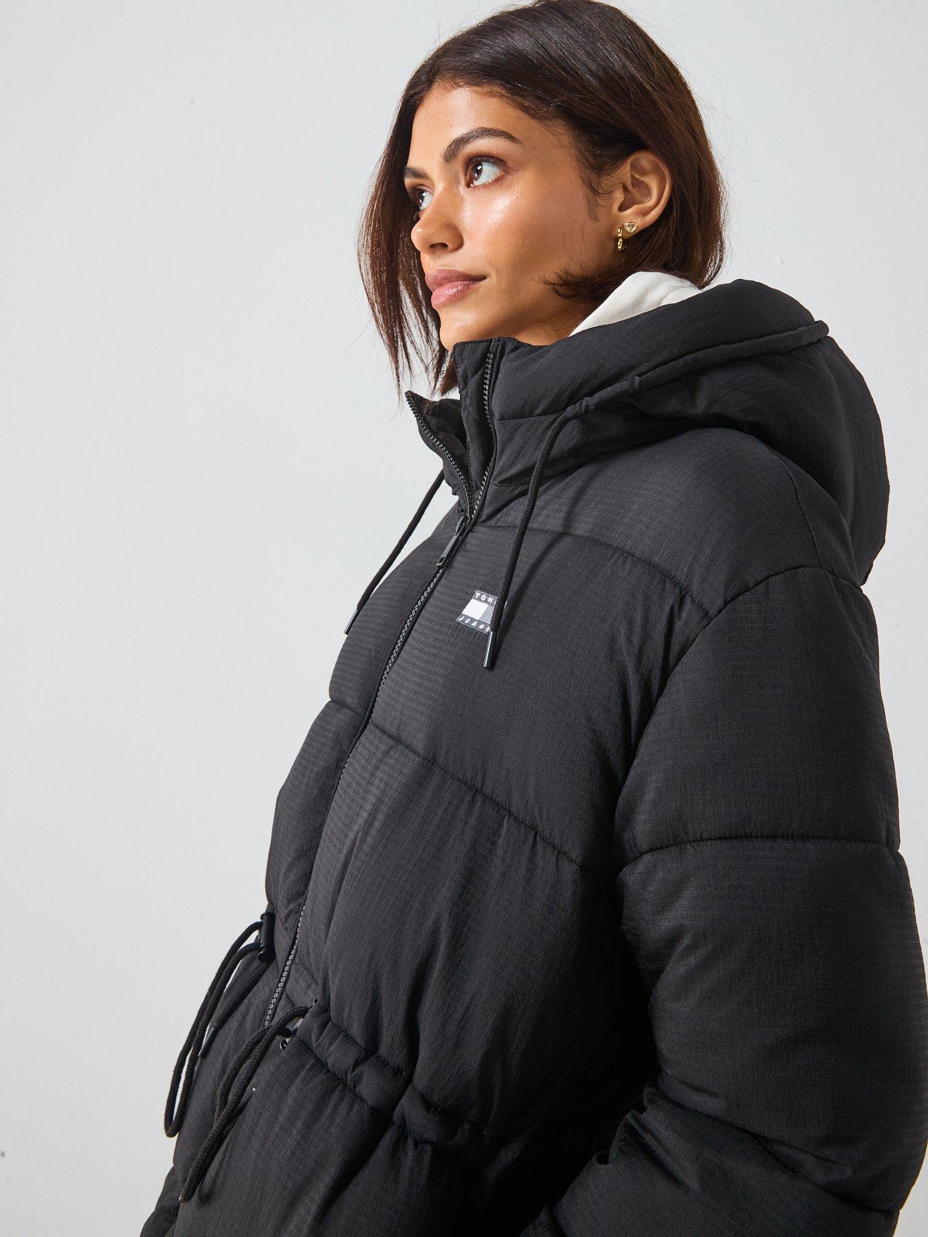 Image 6 of 6 of Tommy Jeans Hooded Midi Puffer Jacket - Black