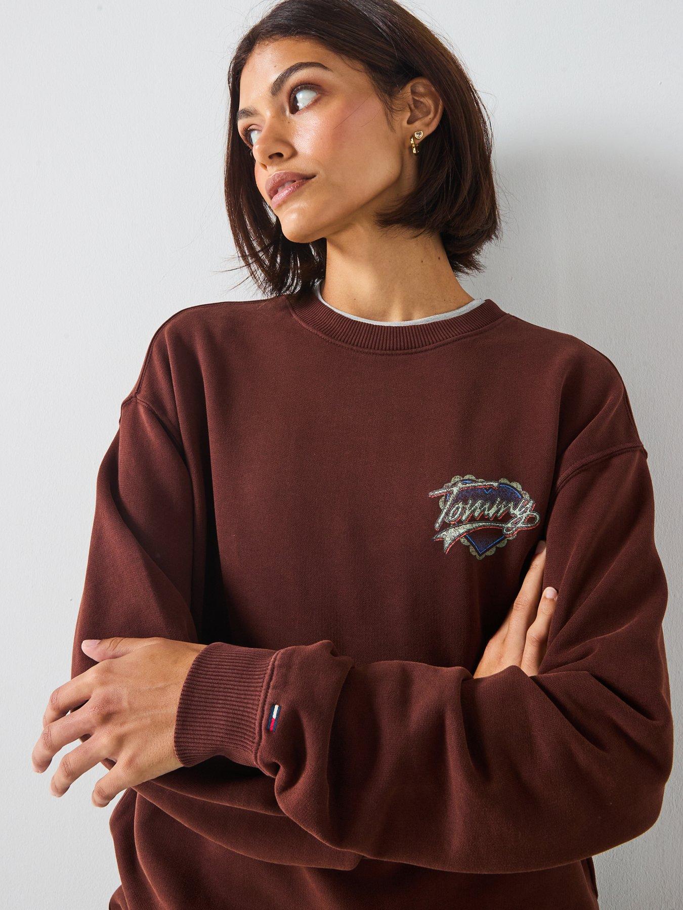 Image 5 of 6 of Tommy Jeans Heart Logo Crew Sweater - Brown