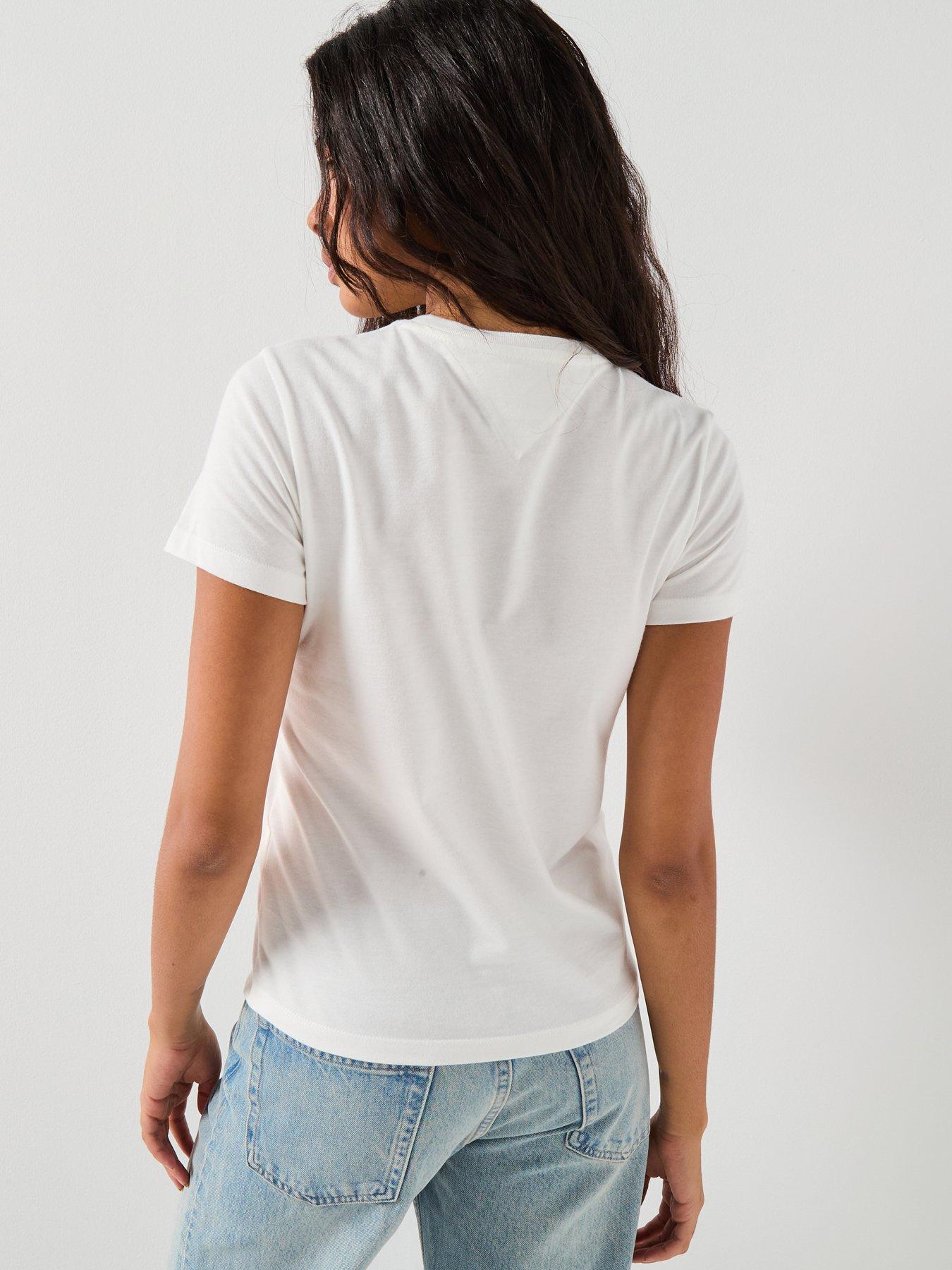 Image 2 of 6 of Tommy Jeans Flag Short Sleeve T-Shirt - Beige