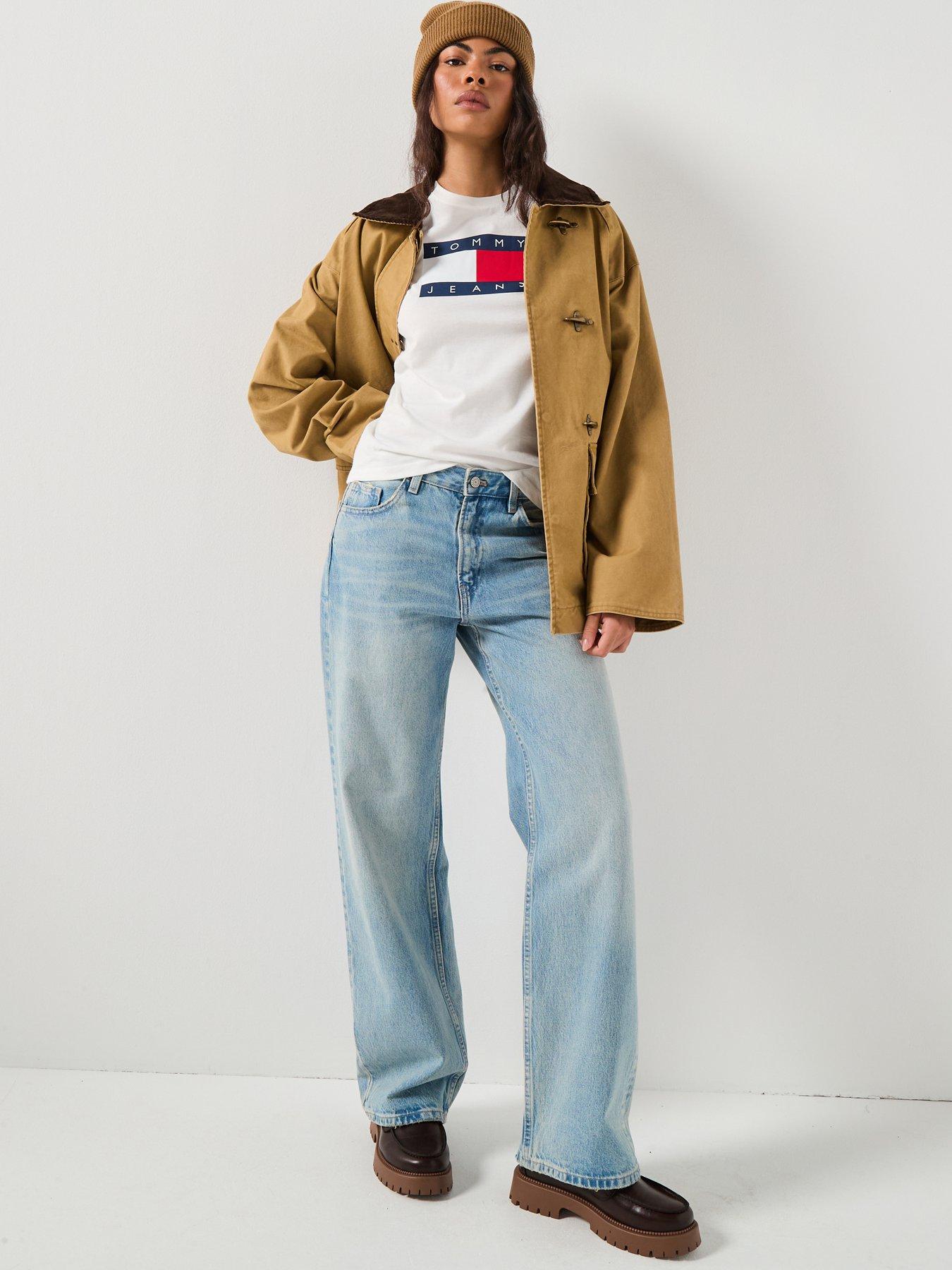 Image 3 of 6 of Tommy Jeans Flag Short Sleeve T-Shirt - Beige