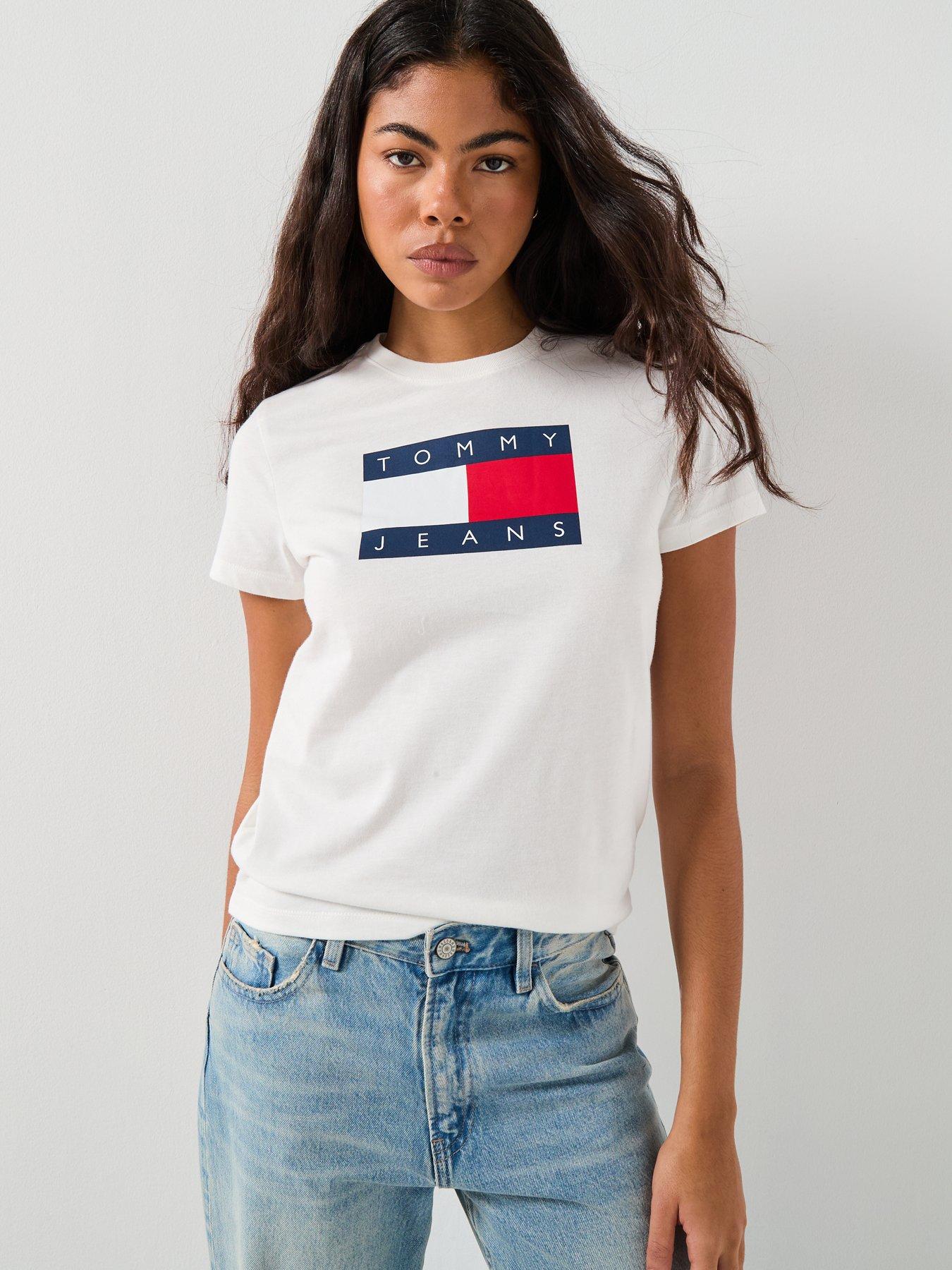 Image 5 of 6 of Tommy Jeans Flag Short Sleeve T-Shirt - Beige