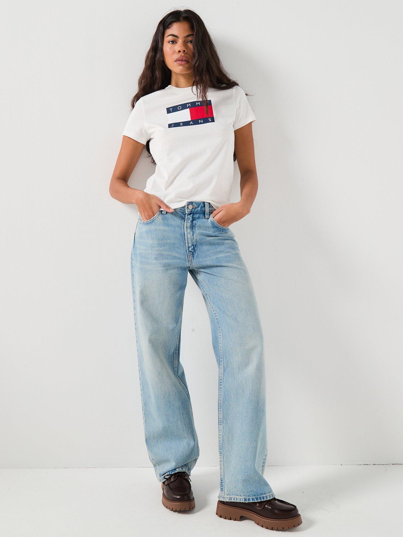 Image 6 of 6 of Tommy Jeans Flag Short Sleeve T-Shirt - Beige