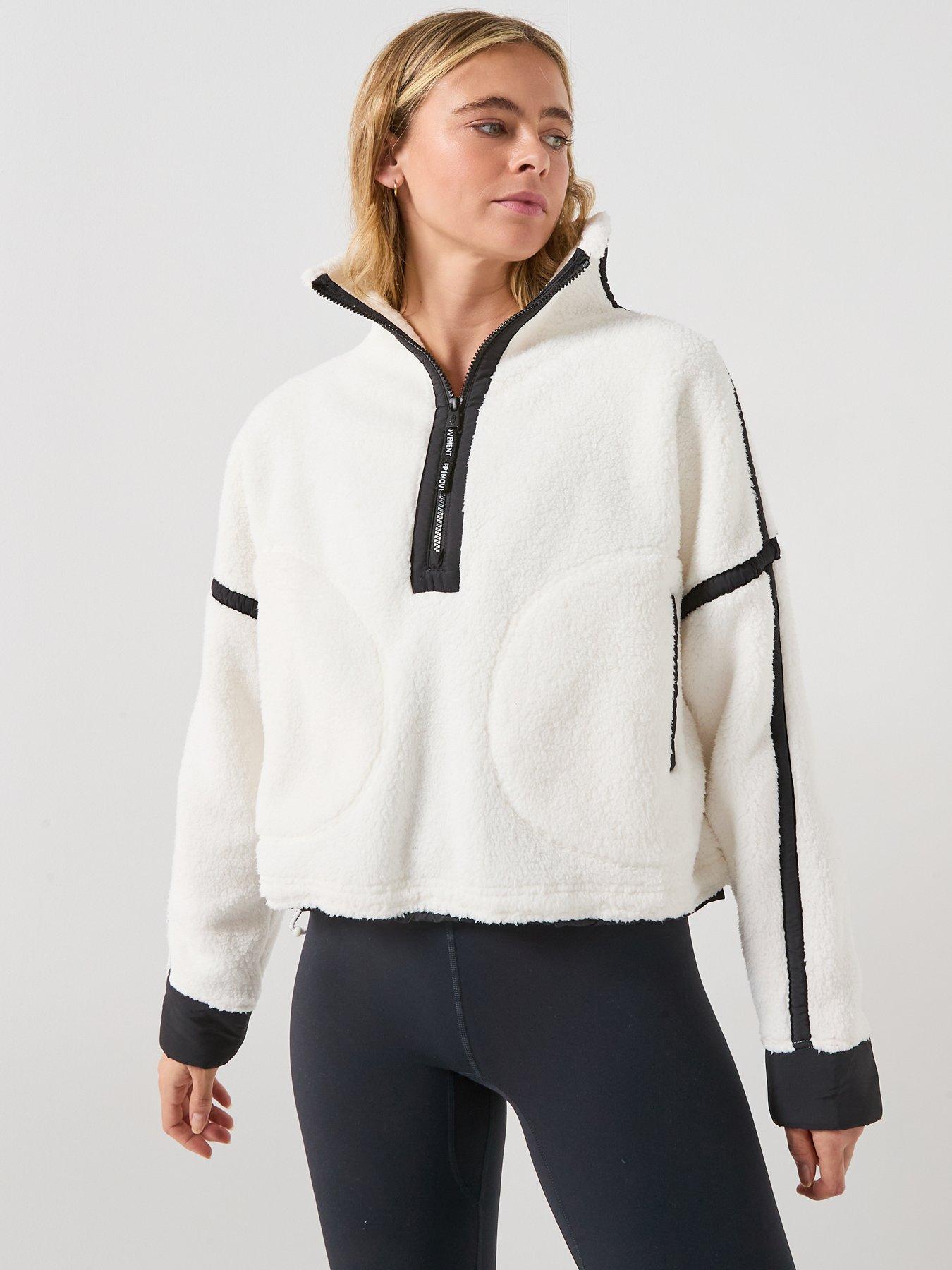 Image 1 of 6 of FP Movement Womens Training Mountain High 1/2 Zip Fleece - White