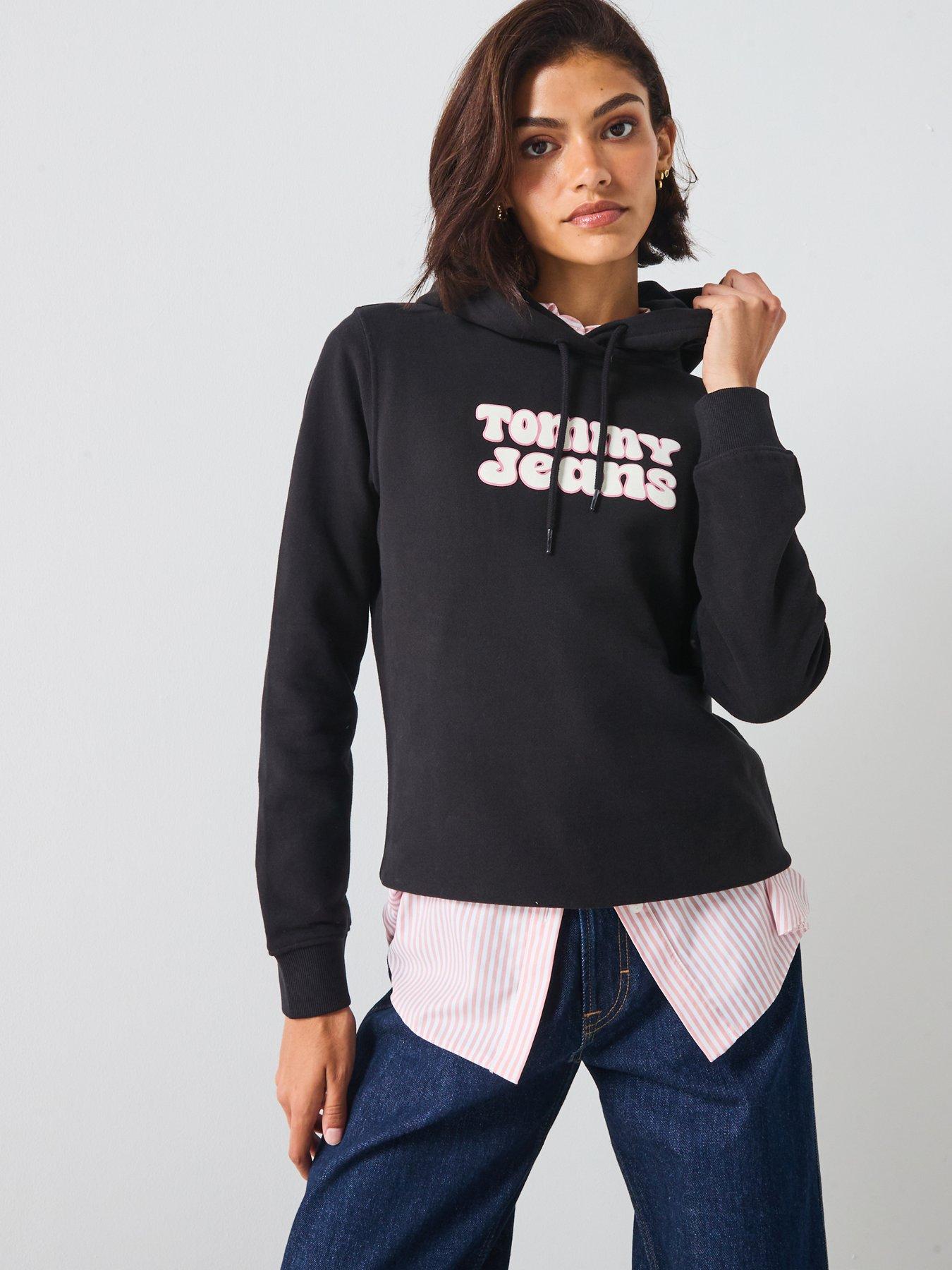 Tommy Jeans Logo Hoodie, Black, Size 2Xl, Women