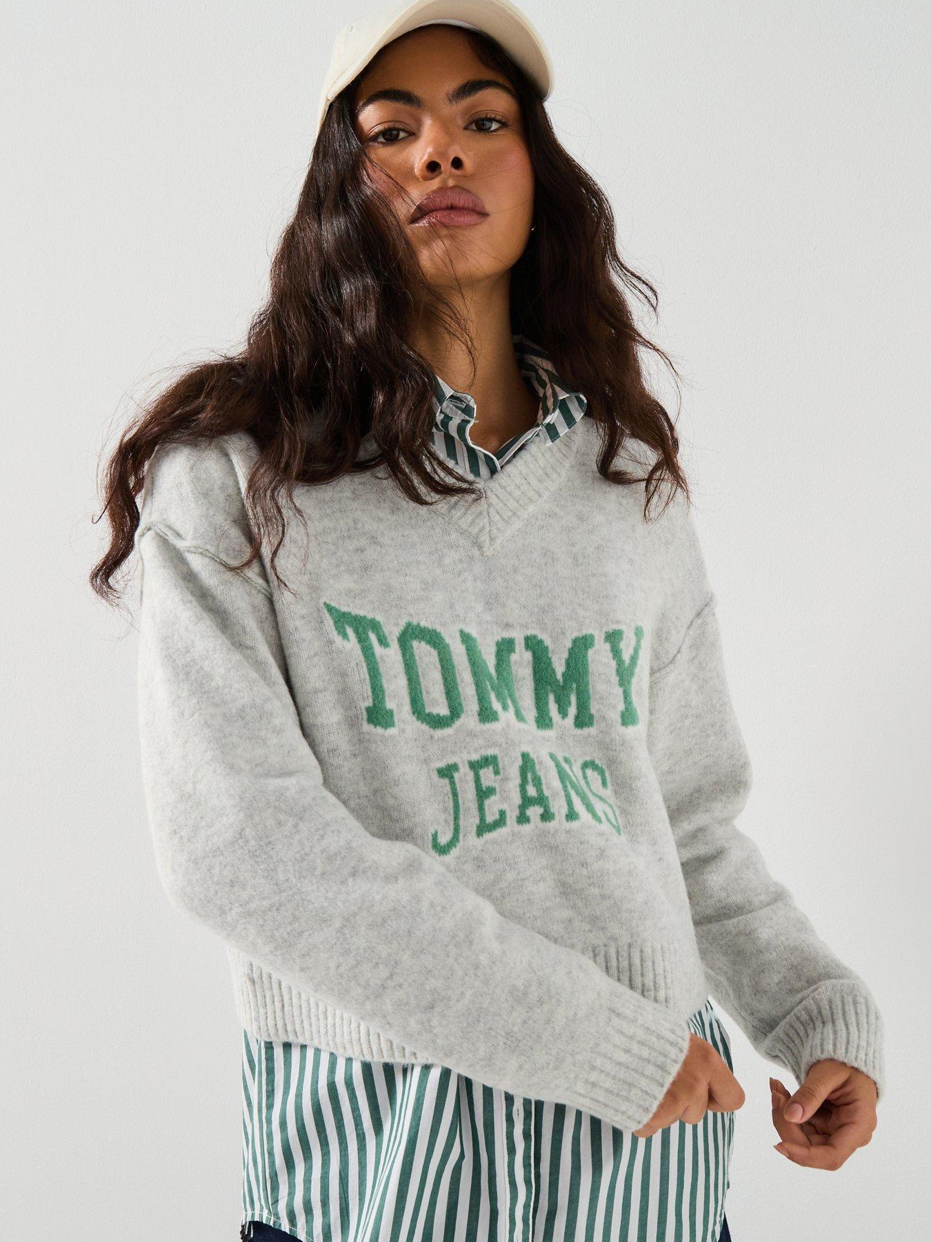 Tommy Jeans: Varsity V-Neck Sweater - Grey