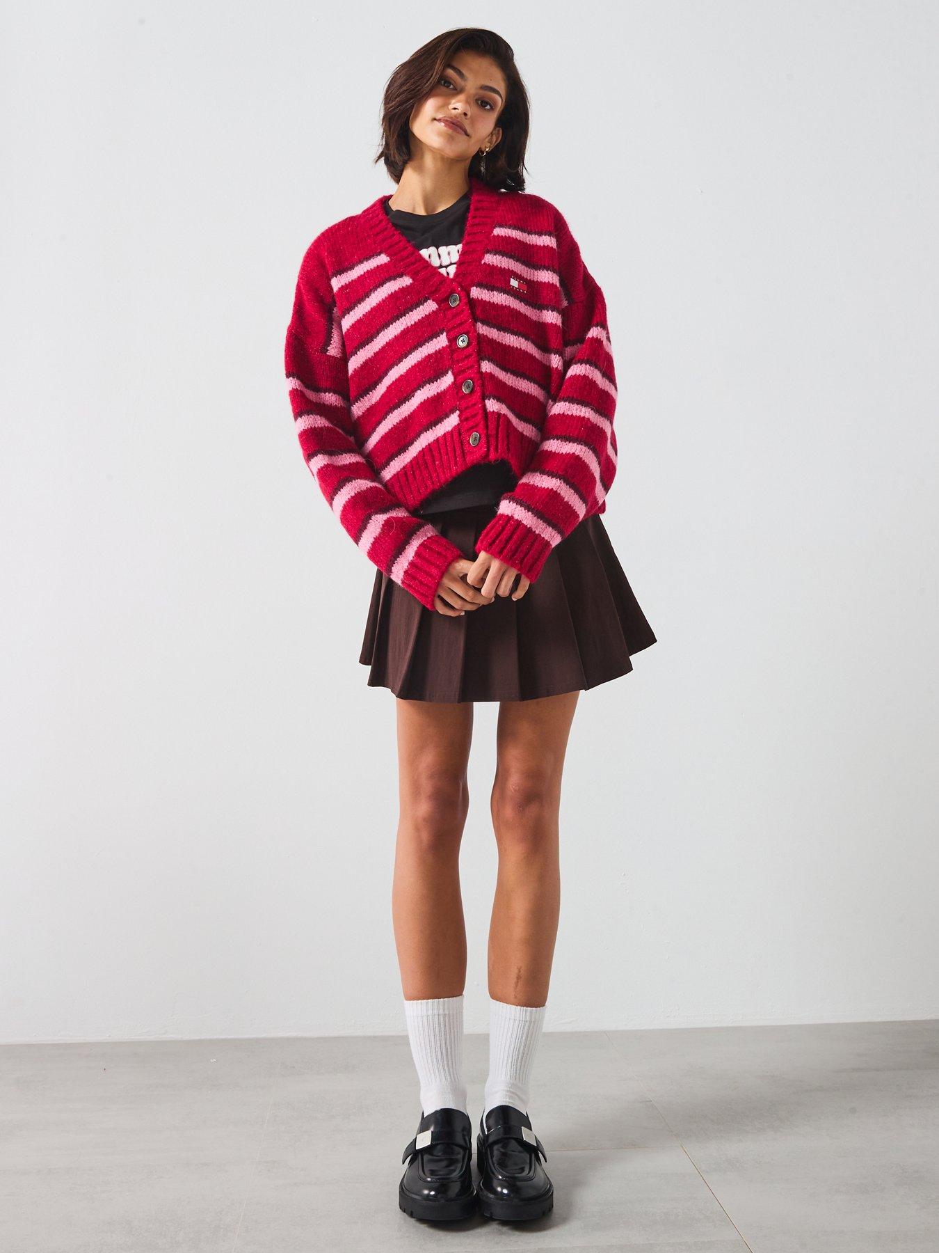 Image 3 of 5 of Tommy Jeans Badge Detailed Striped Fluffy Cardigan - Multi