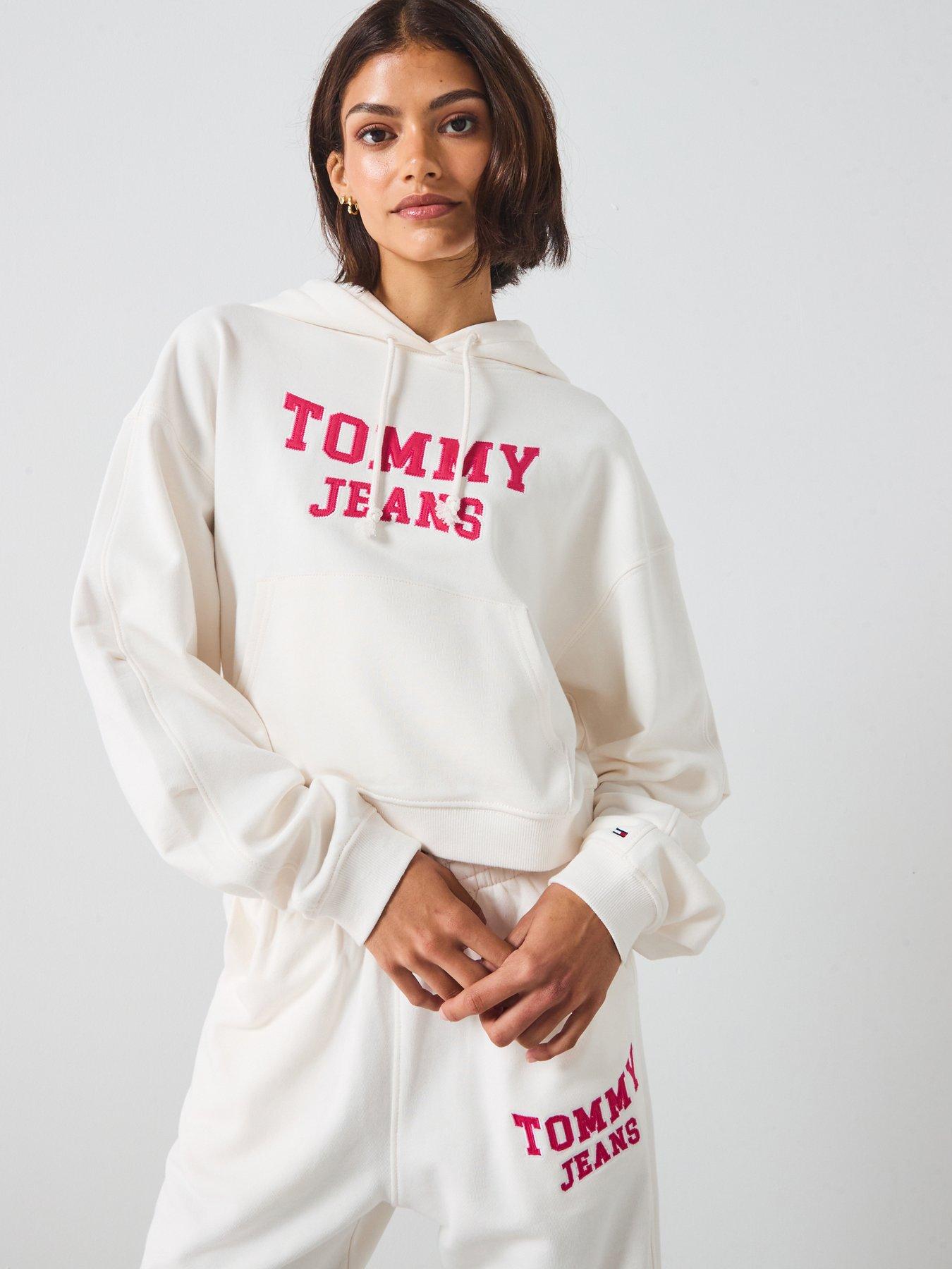 Tommy Jeans Cropped Varsity Hoodie - White
