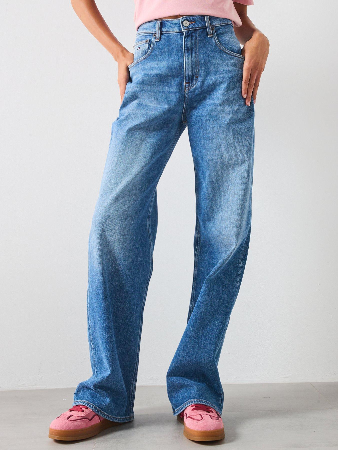 Tommy Jeans Mid Rise Straight Leg Jean, Blue, Size 32, Inside Leg 32, Women