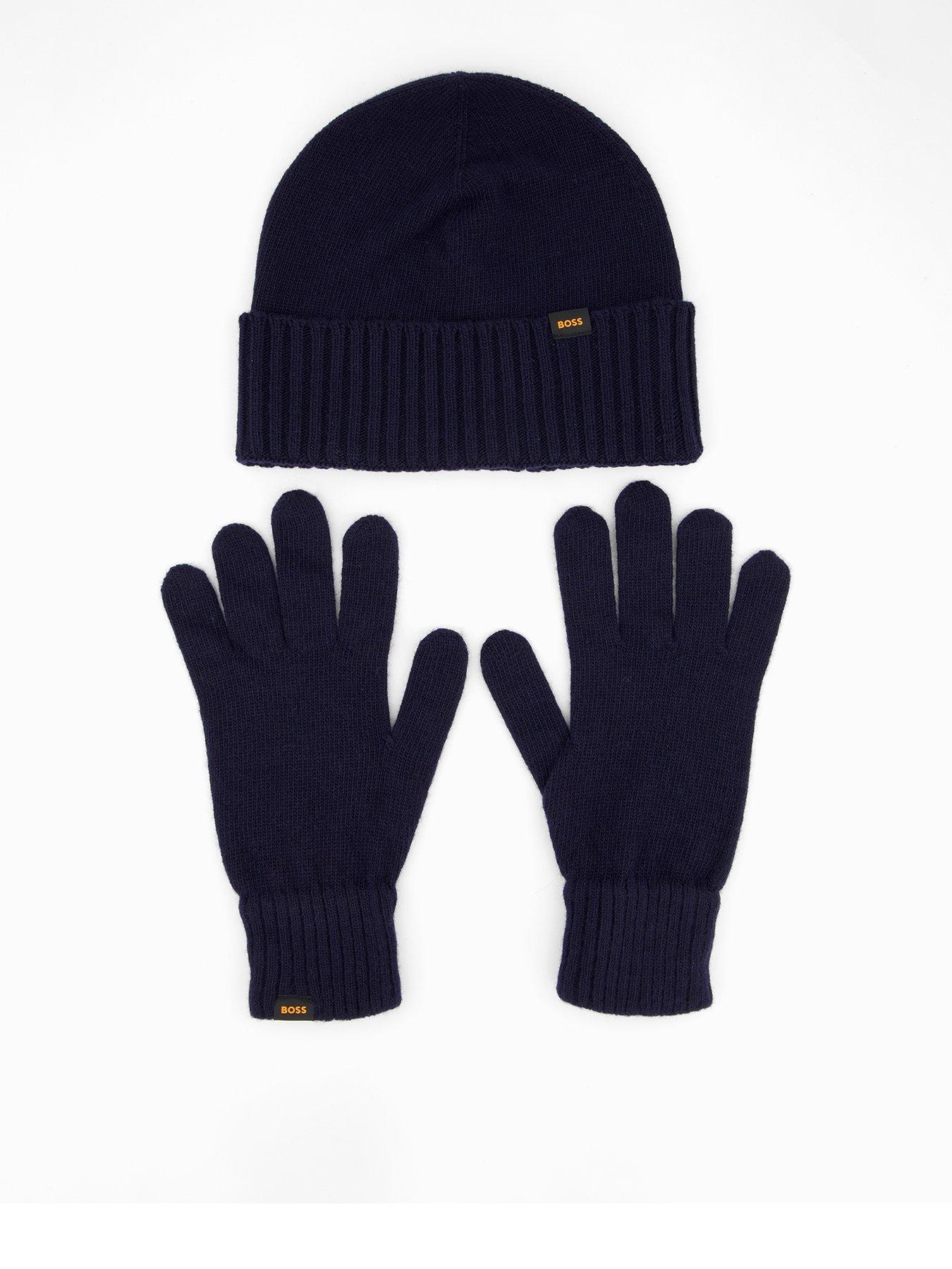 BOSS: Kalipso Wool Gloves  &  Hat Gift Set - Navy