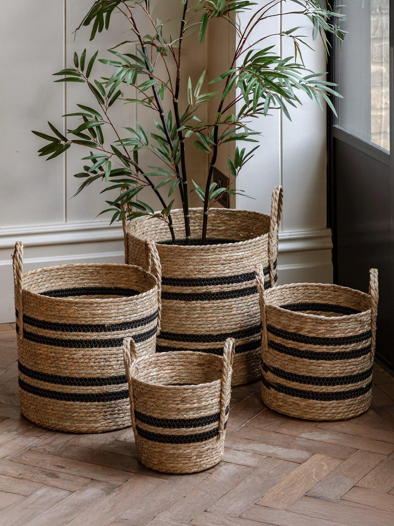 Gallery Direct Storage Basket Black Stripe Nest S/4 D370mm