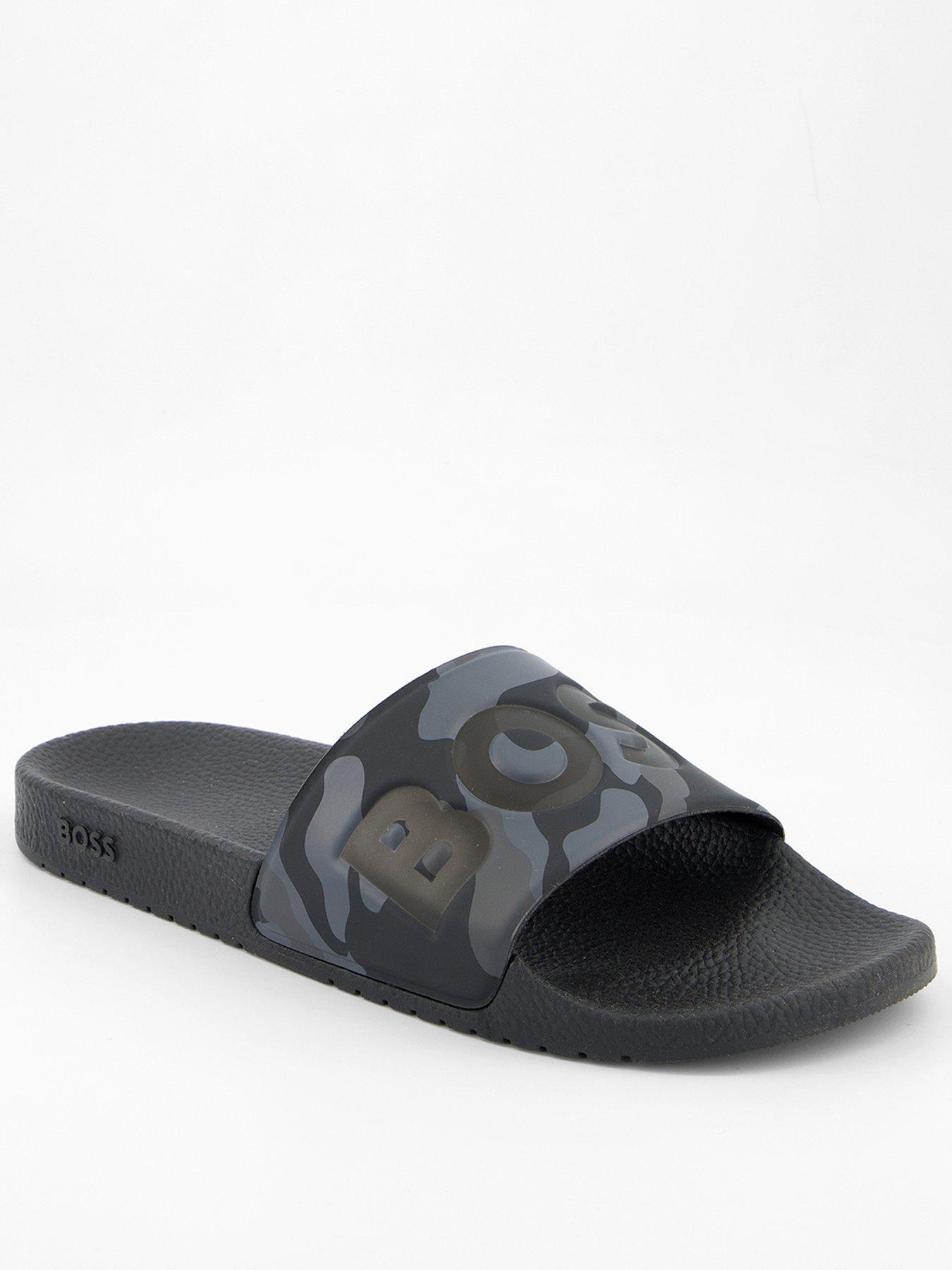 undefined Aryeh Contrast Logo Camo Slide - Grey