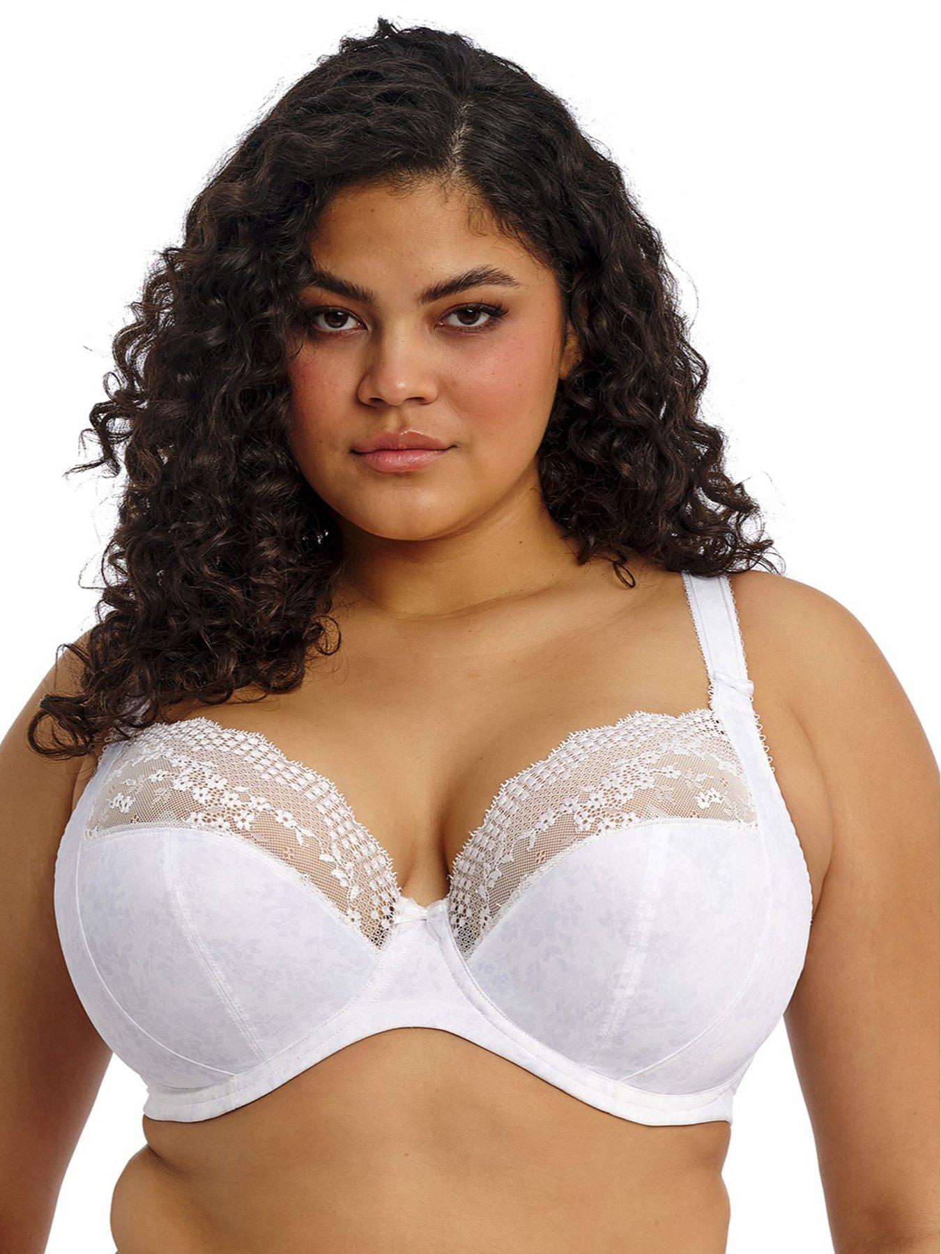 Elomi Lucie Underwire Stretch Plunge Bra, White, Size 40Dd, Women