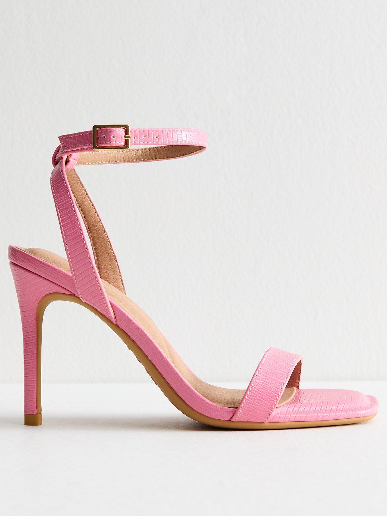 New Look Pink Textured Faux Leather Stiletto Sandals