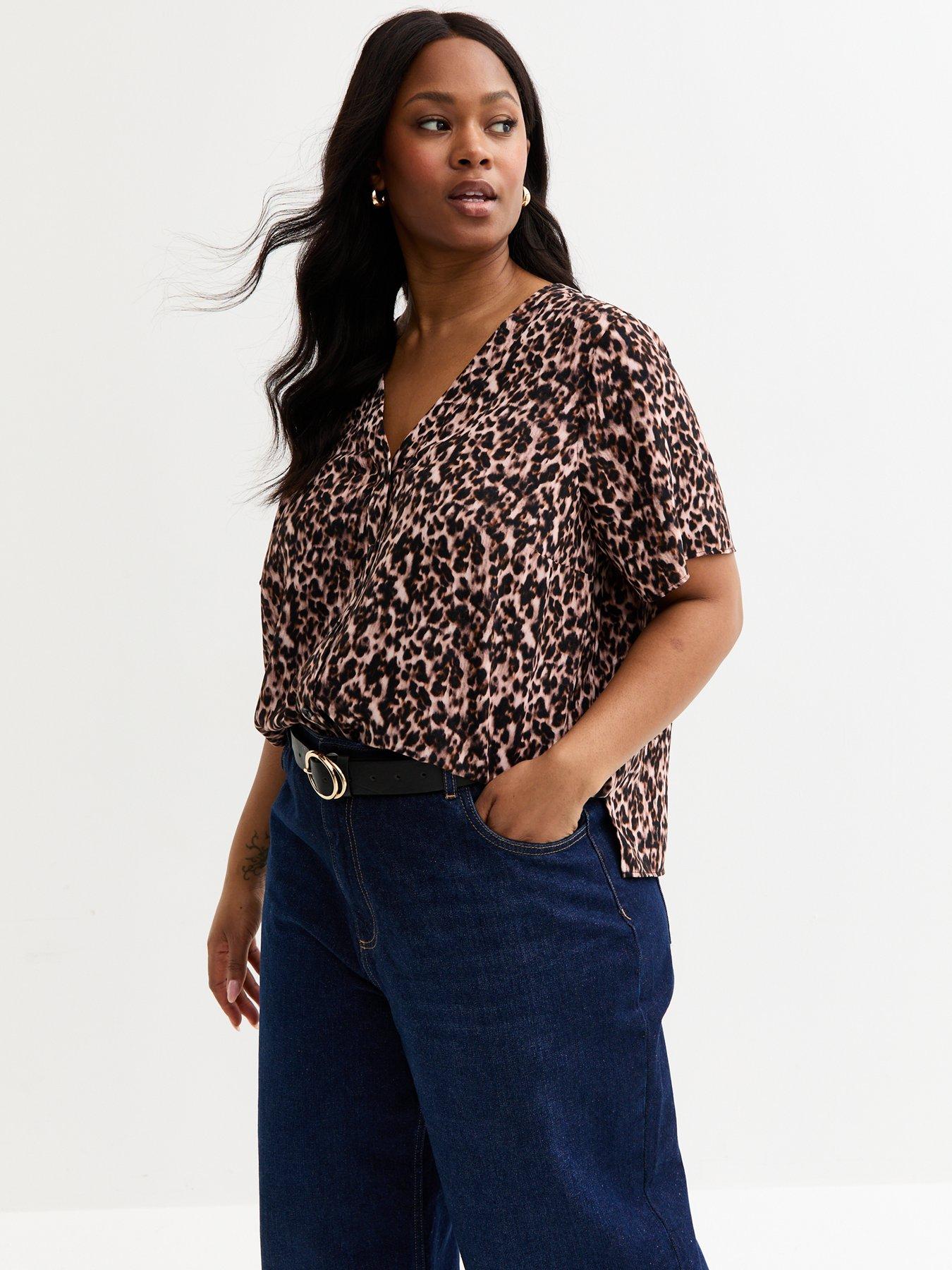 undefined Curves Leopard Print Button Up Top - Brown