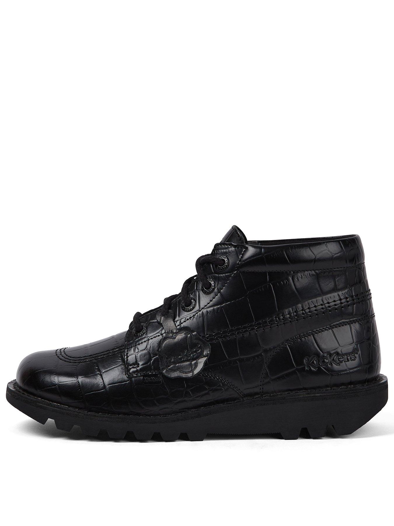 undefined Kick Hi Croc Leather Ankle Boot - Black