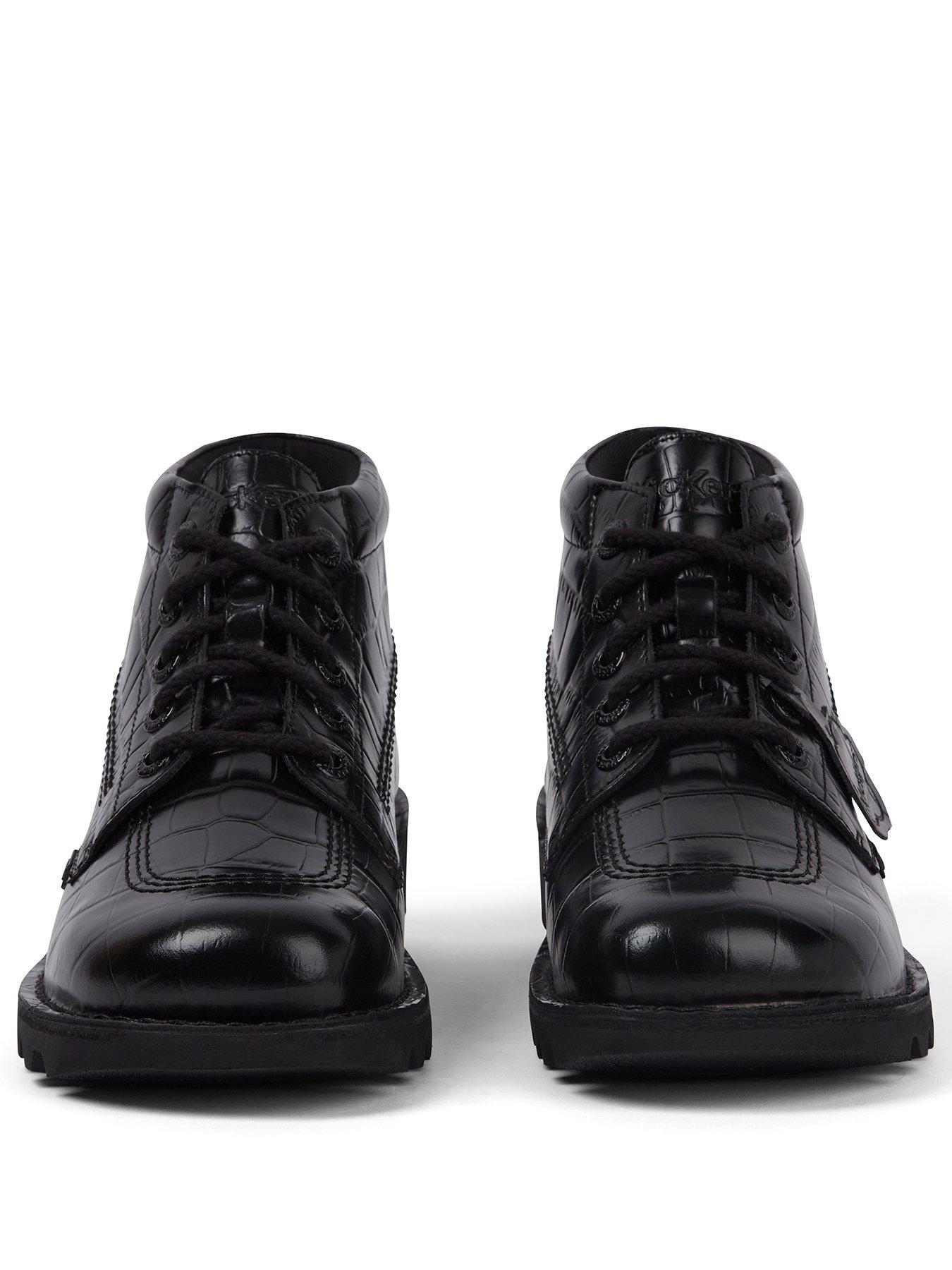 Image 2 of 7 of Kickers Kick Hi Croc Leather Ankle Boot - Black