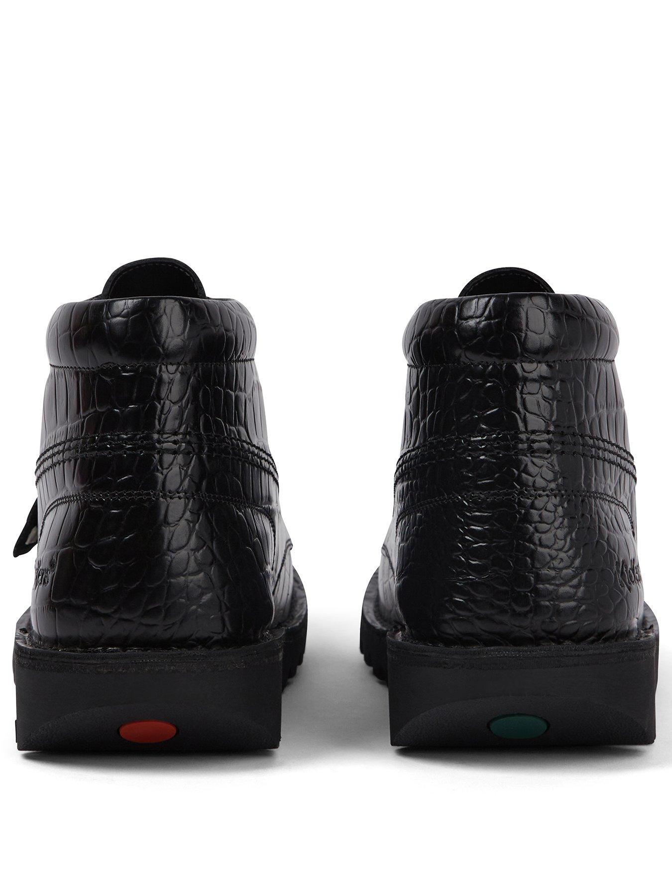 Image 3 of 7 of Kickers Kick Hi Croc Leather Ankle Boot - Black