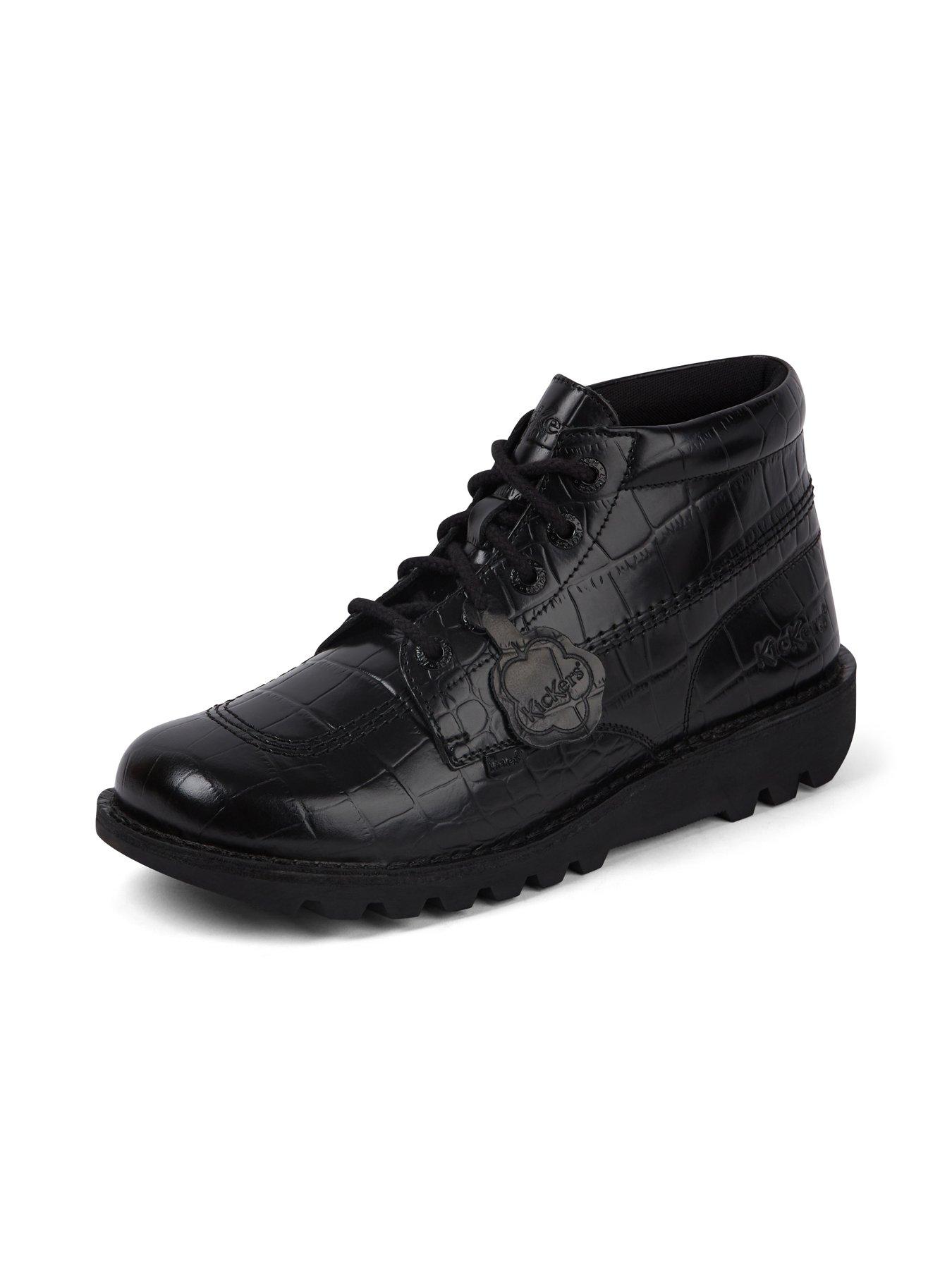 Image 6 of 7 of Kickers Kick Hi Croc Leather Ankle Boot - Black
